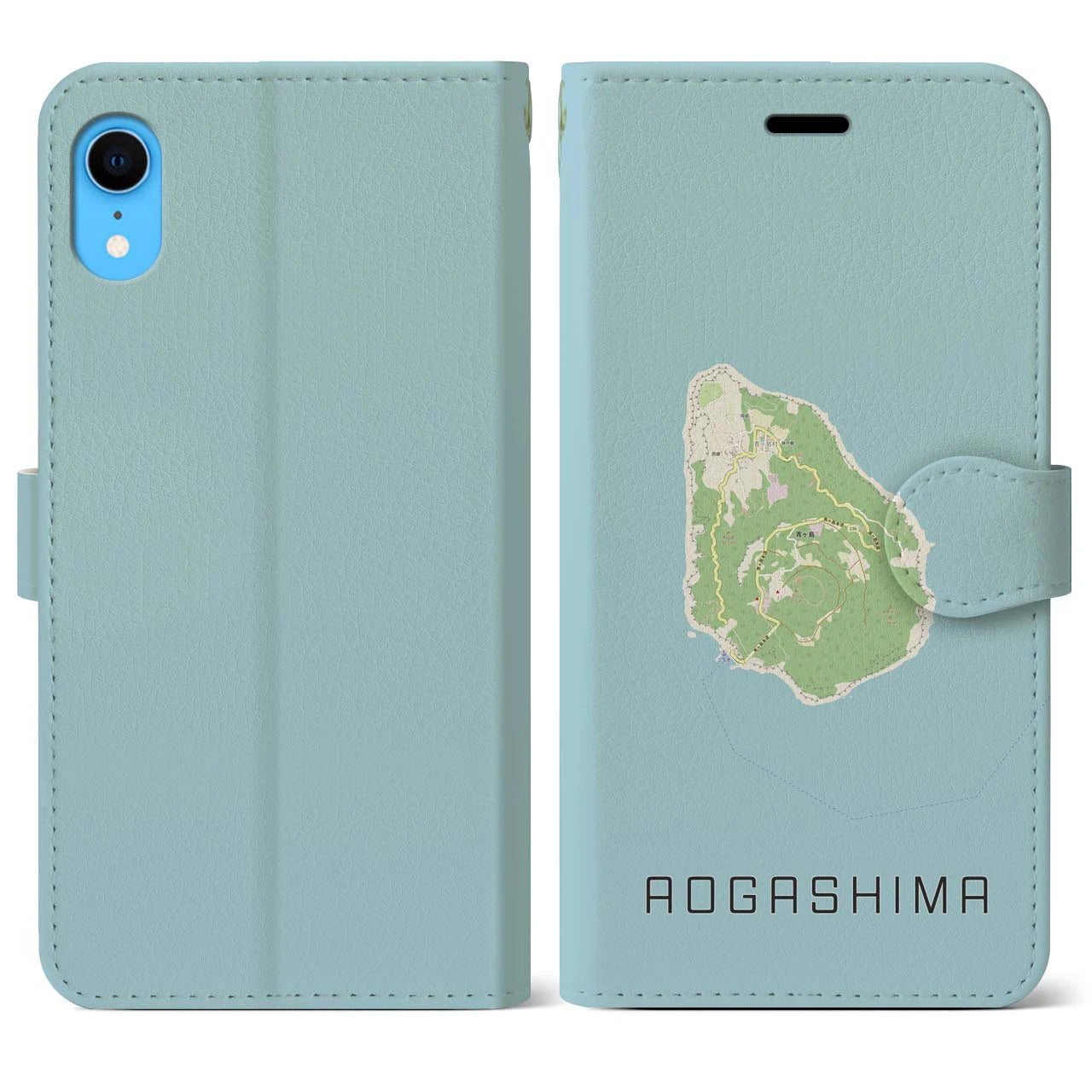 【青ヶ島(東京都)】地図柄iPhoneケース(手帳タイプ)ナチュラル・iPhone XR 用