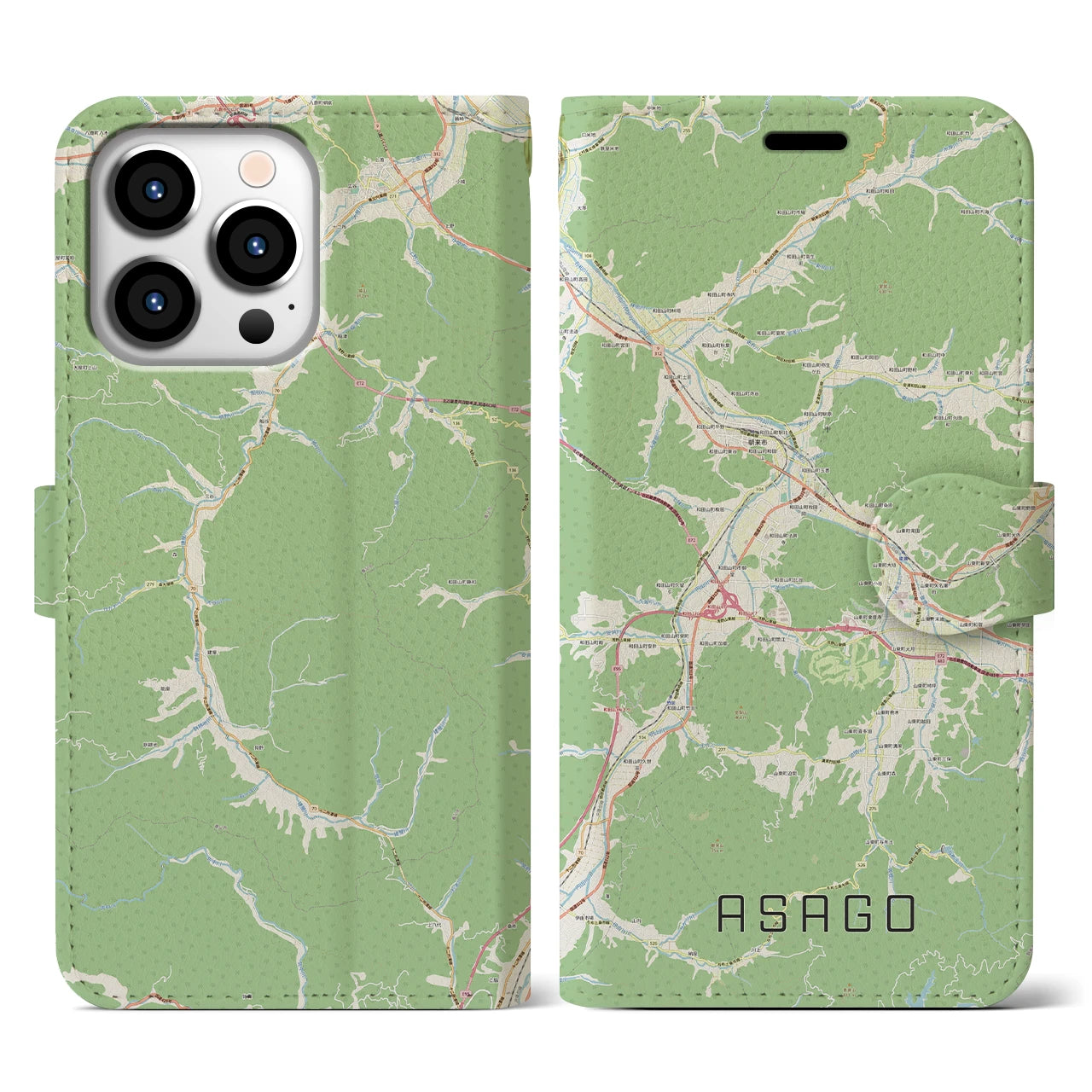 【朝来(兵庫県)】地図柄iPhoneケース(手帳タイプ)ナチュラル・iPhone 13 Pro 用