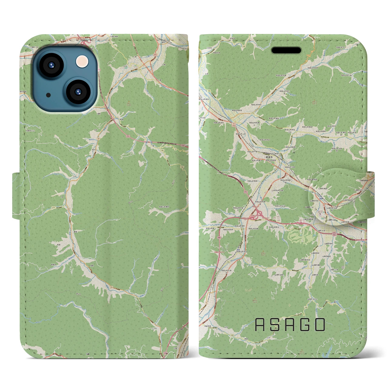 【朝来(兵庫県)】地図柄iPhoneケース(手帳タイプ)ナチュラル・iPhone 13 用