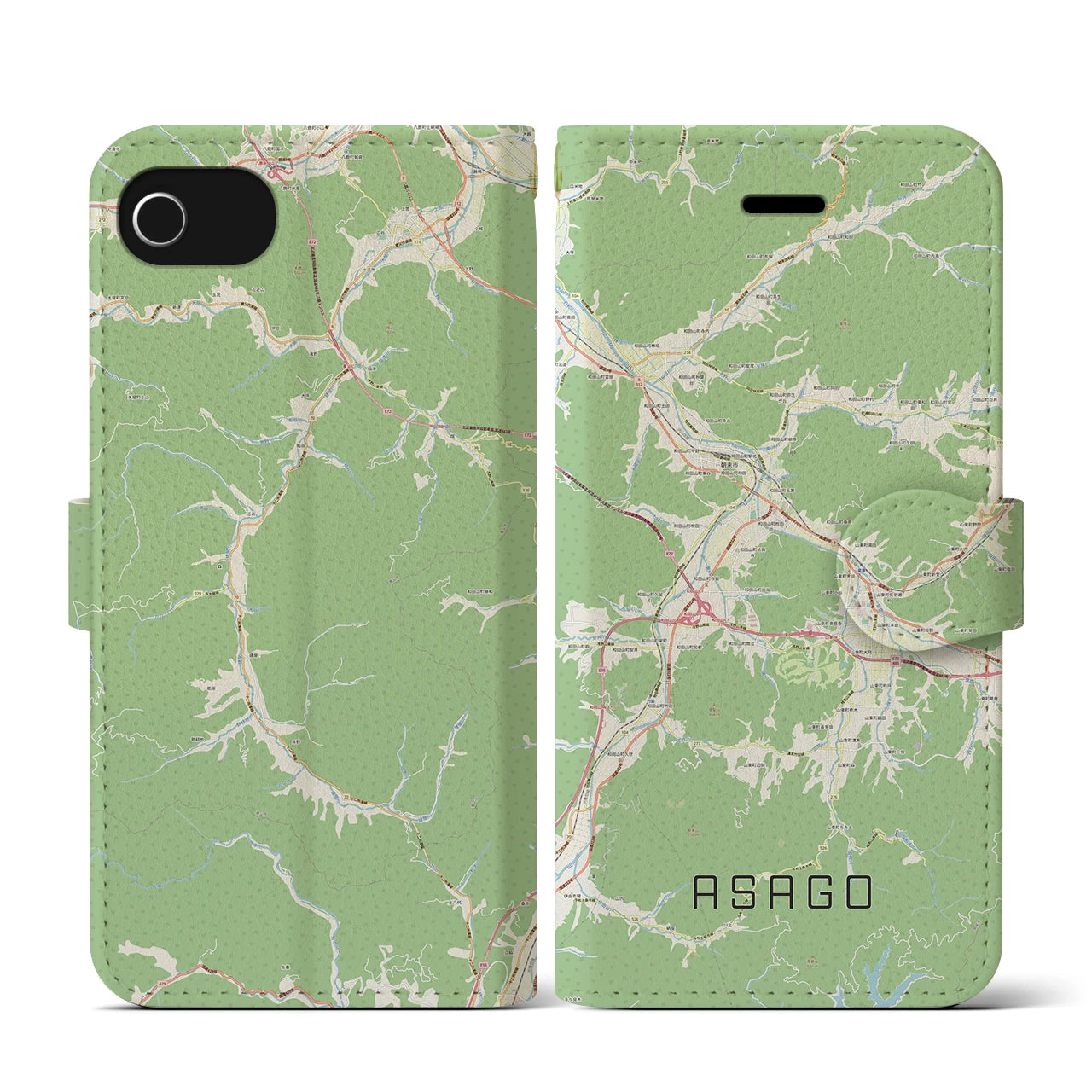 【朝来(兵庫県)】地図柄iPhoneケース(手帳タイプ)ナチュラル・iPhone SE(第3 / 第2世代) / 8 / 7 / 6s / 6 用