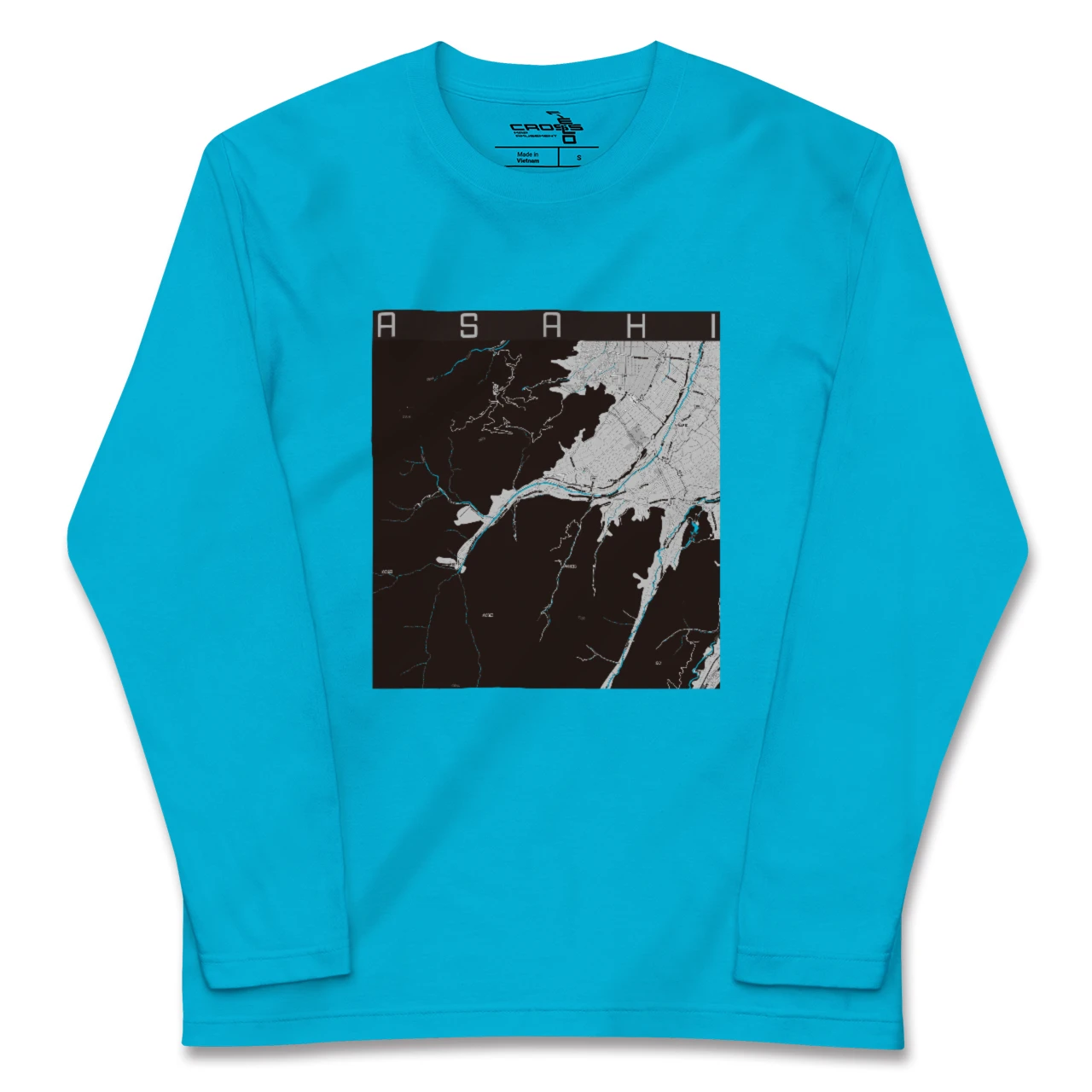 【朝日(長野県)(長野県)】地図柄ロングスリーブTシャツ