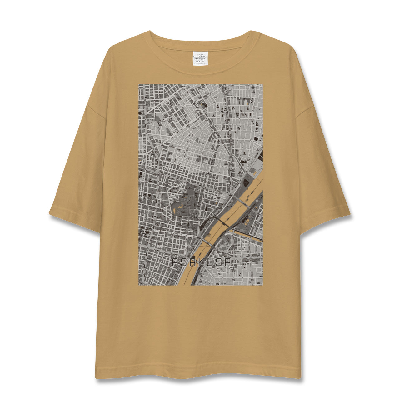 【浅草2(東京都)】地図柄ビッグシルエットTシャツ