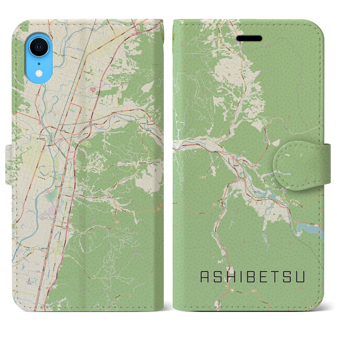 【芦別(北海道)】地図柄iPhoneケース(手帳タイプ)ナチュラル・iPhone XR 用