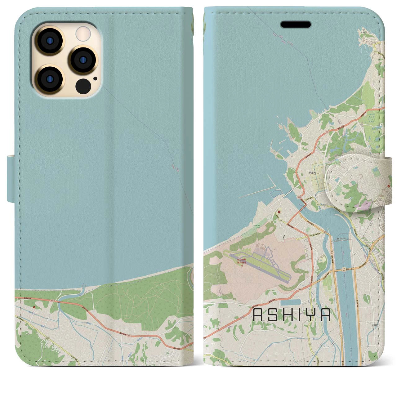 【芦屋(福岡県)】地図柄iPhoneケース(手帳タイプ)ナチュラル・iPhone 12 Pro Max 用