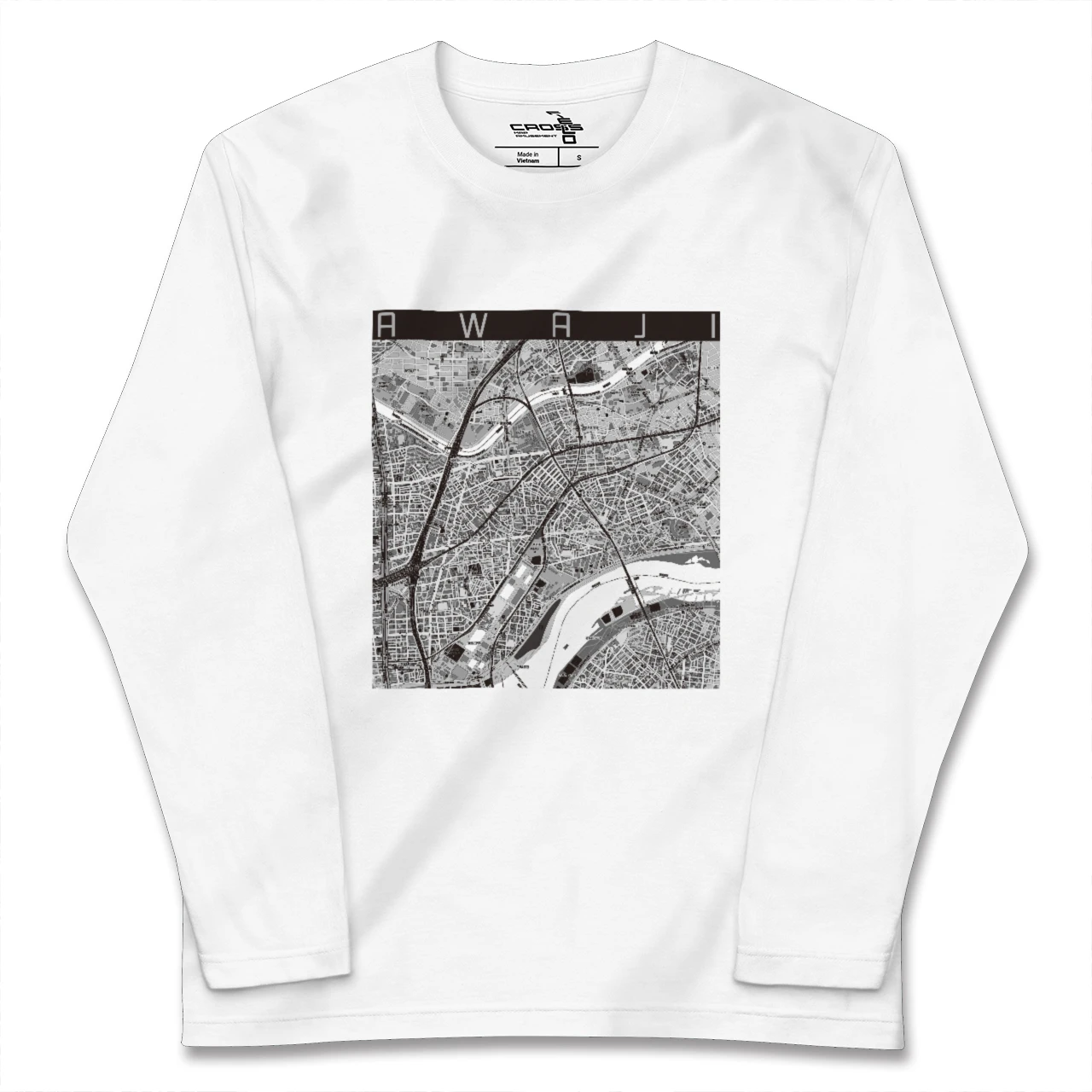 【淡路(大阪府)(大阪府)】地図柄ロングスリーブTシャツ