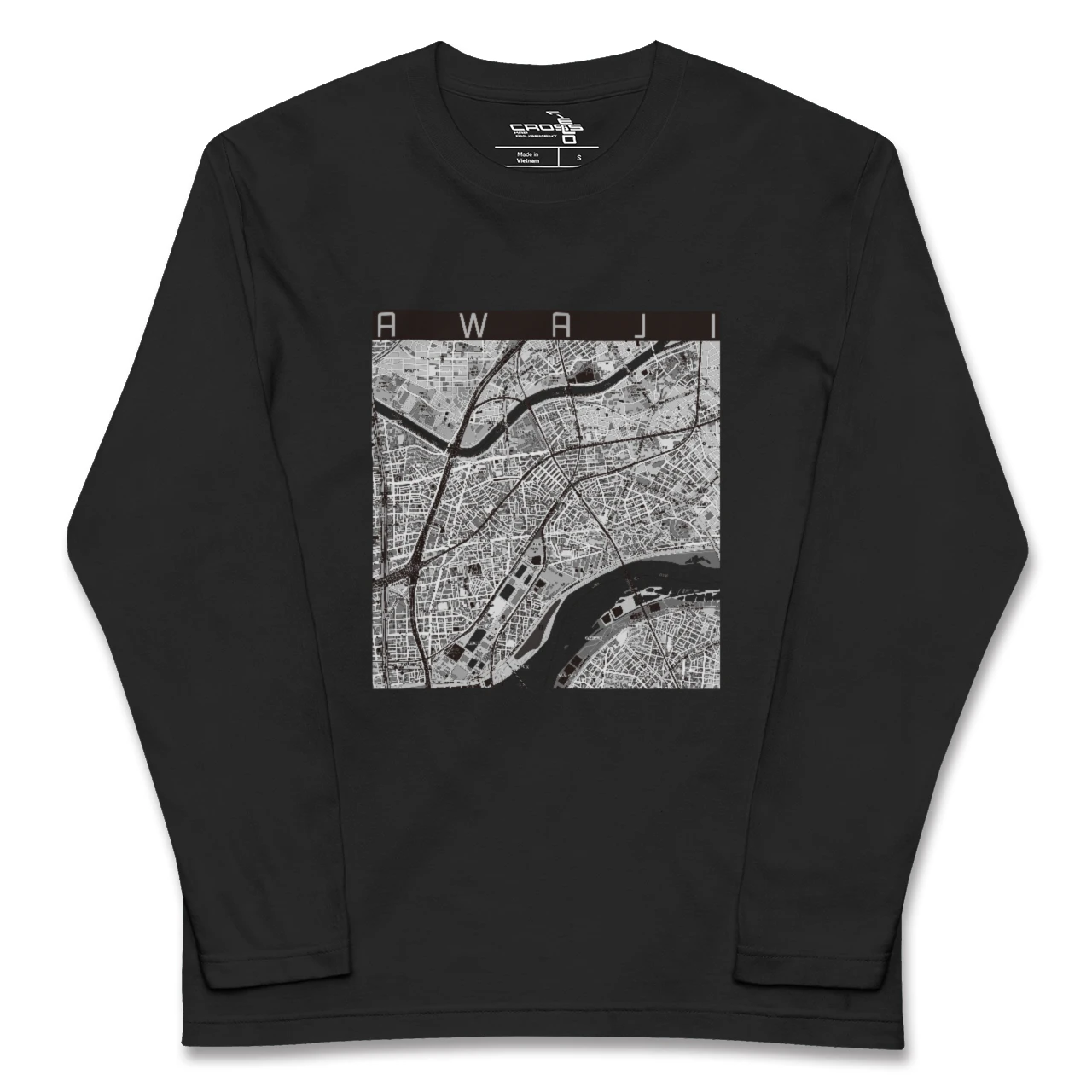 【淡路(大阪府)(大阪府)】地図柄ロングスリーブTシャツ
