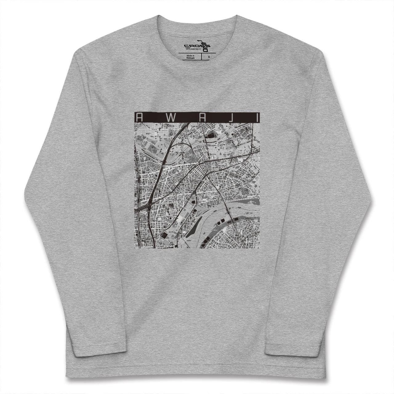 【淡路(大阪府)(大阪府)】地図柄ロングスリーブTシャツ