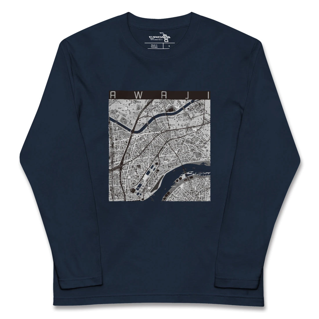【淡路(大阪府)(大阪府)】地図柄ロングスリーブTシャツ