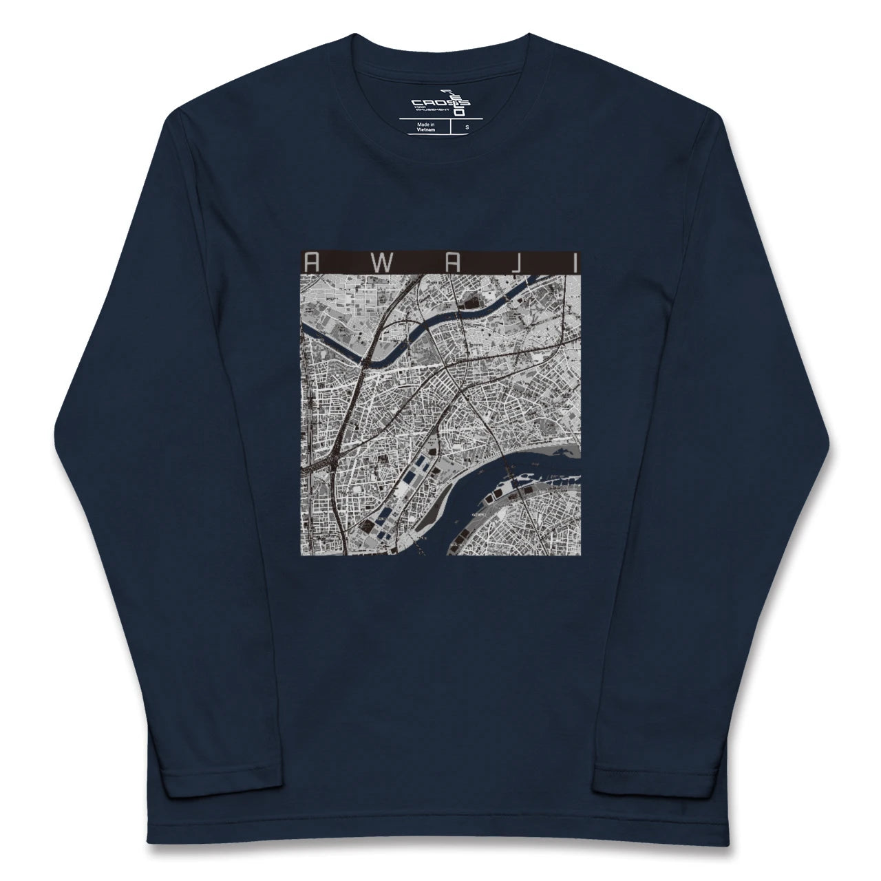 【淡路(大阪府)(大阪府)】地図柄ロングスリーブTシャツ