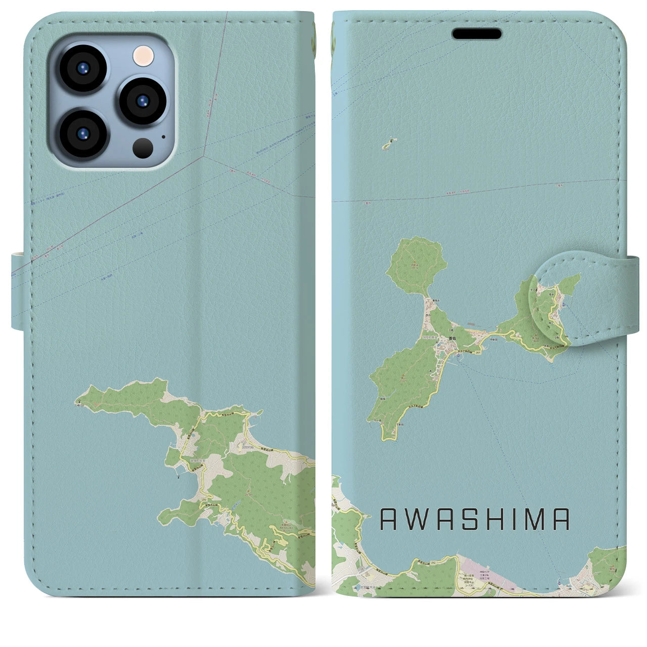 【粟島(香川県)】地図柄iPhoneケース(手帳タイプ)ナチュラル・iPhone 13 Pro Max 用