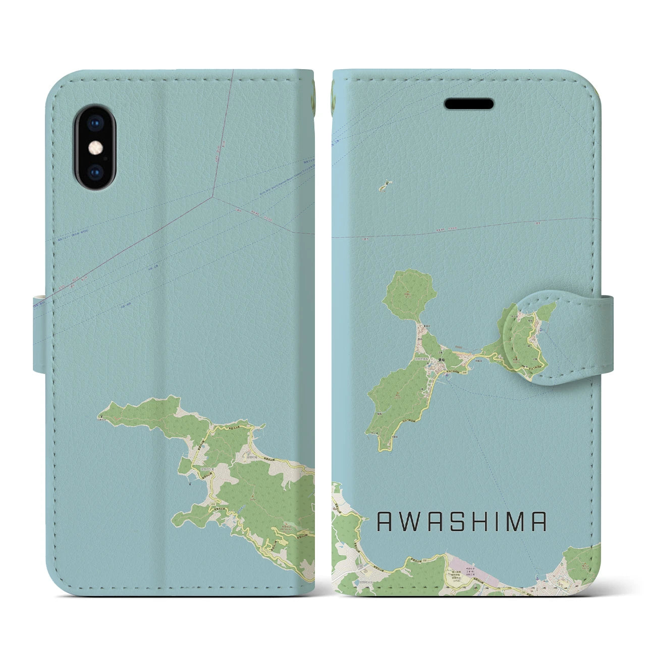 【粟島(香川県)】地図柄iPhoneケース(手帳タイプ)ナチュラル・iPhone XS / X 用