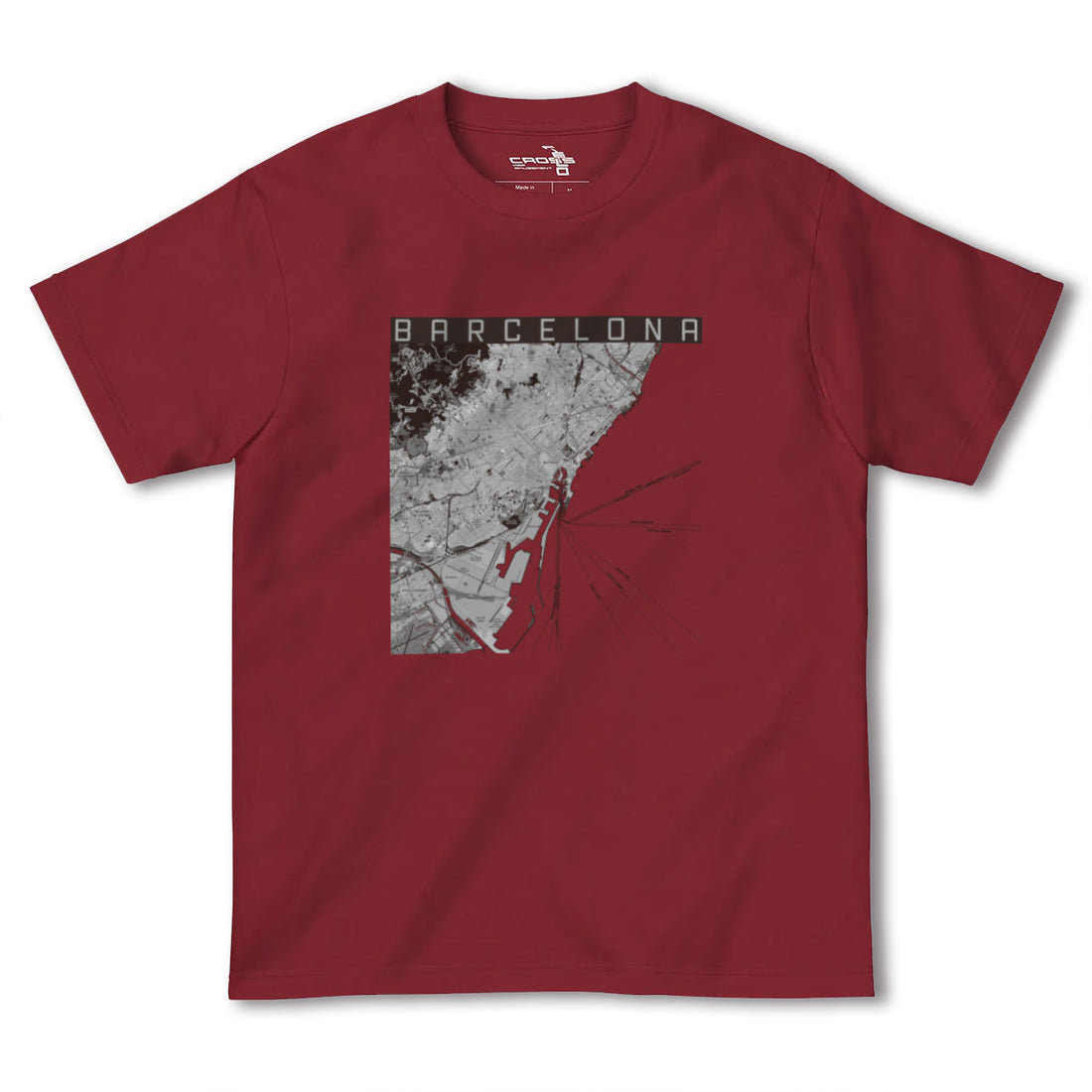 【バルセロナ(スペイン)】地図柄ヘビーウェイトTシャツ