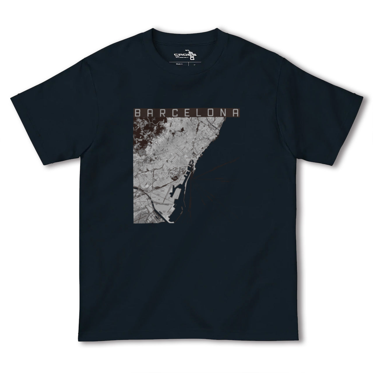 【バルセロナ(スペイン)】地図柄ヘビーウェイトTシャツ