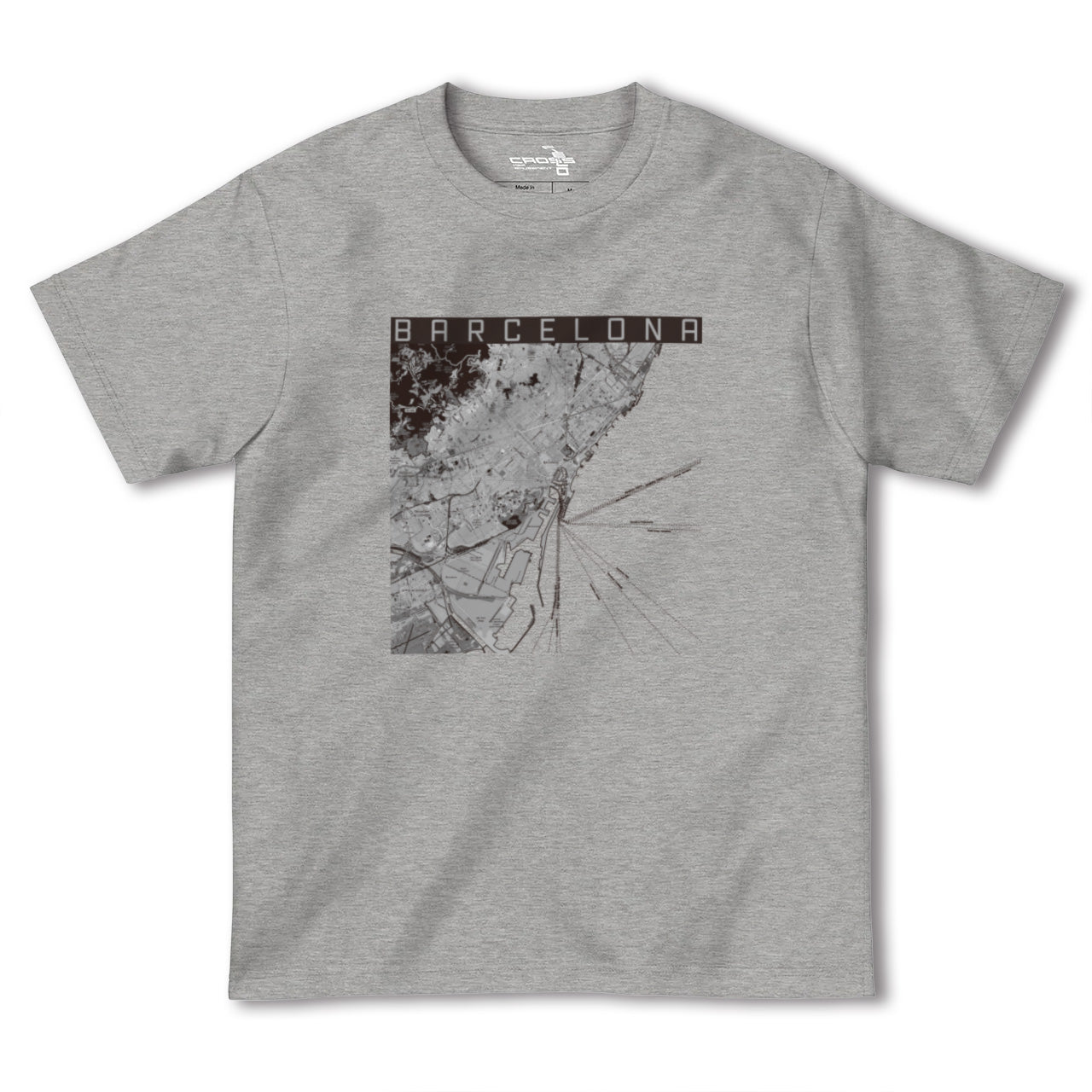 【バルセロナ(スペイン)】地図柄ヘビーウェイトTシャツ