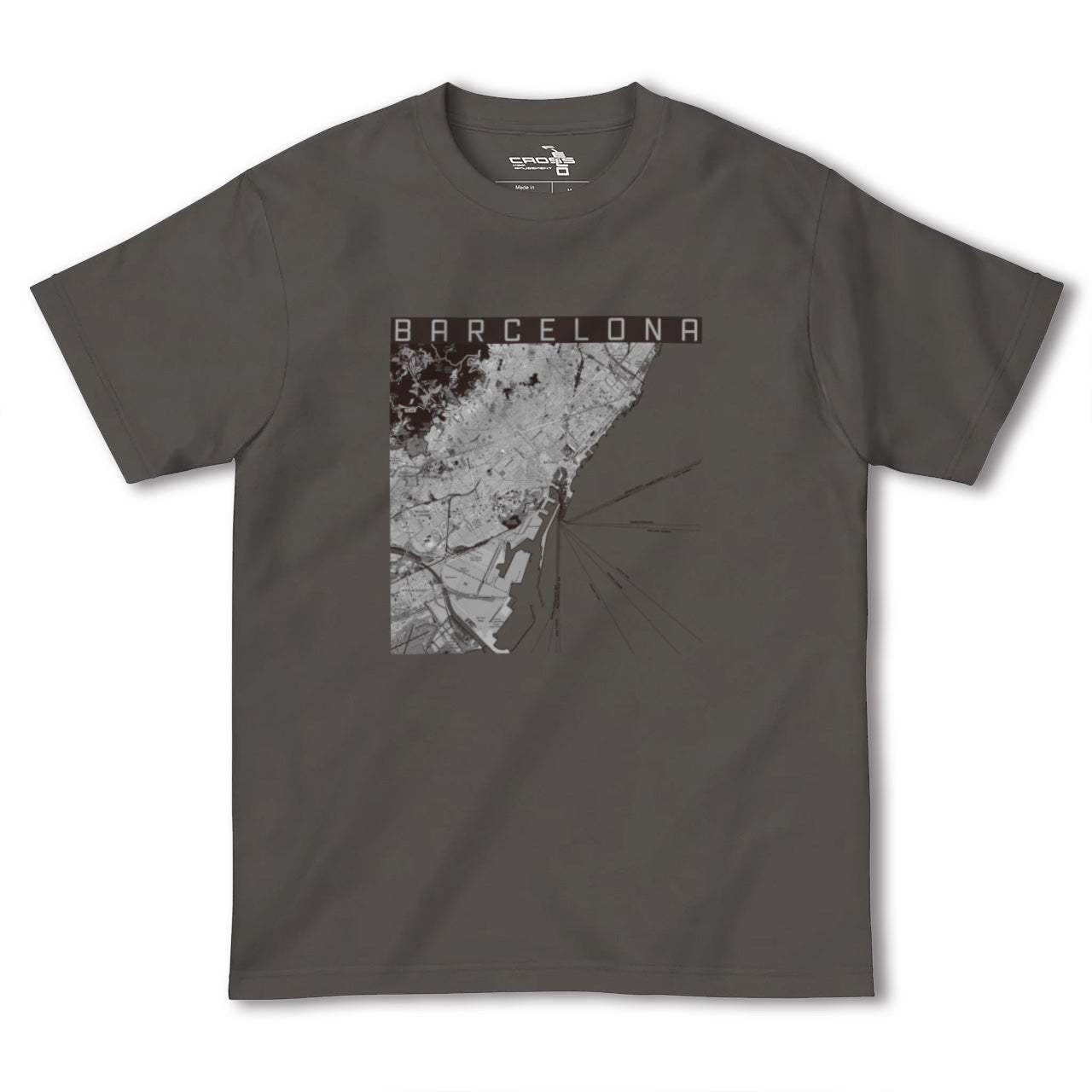 【バルセロナ(スペイン)】地図柄ヘビーウェイトTシャツ
