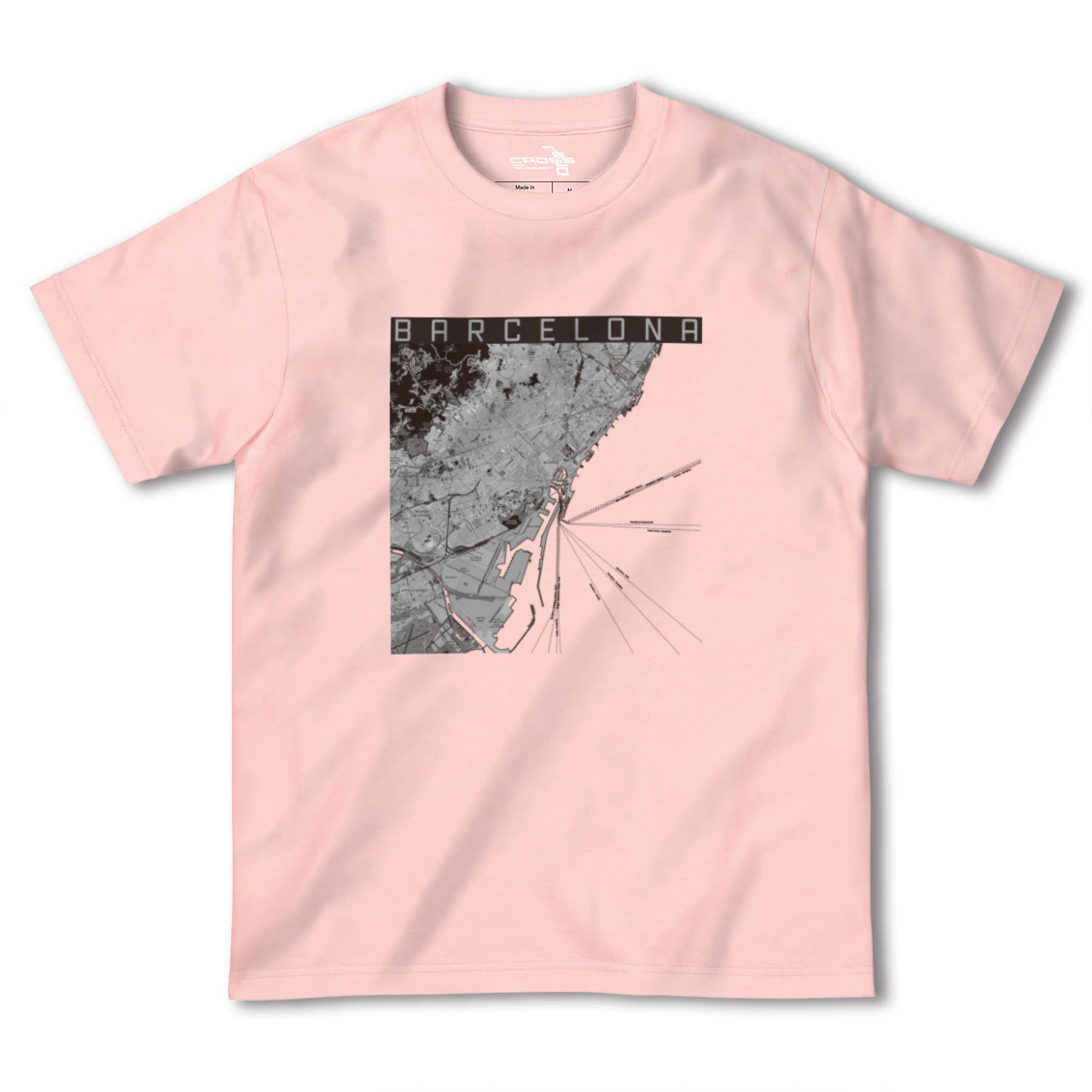 【バルセロナ(スペイン)】地図柄ヘビーウェイトTシャツ