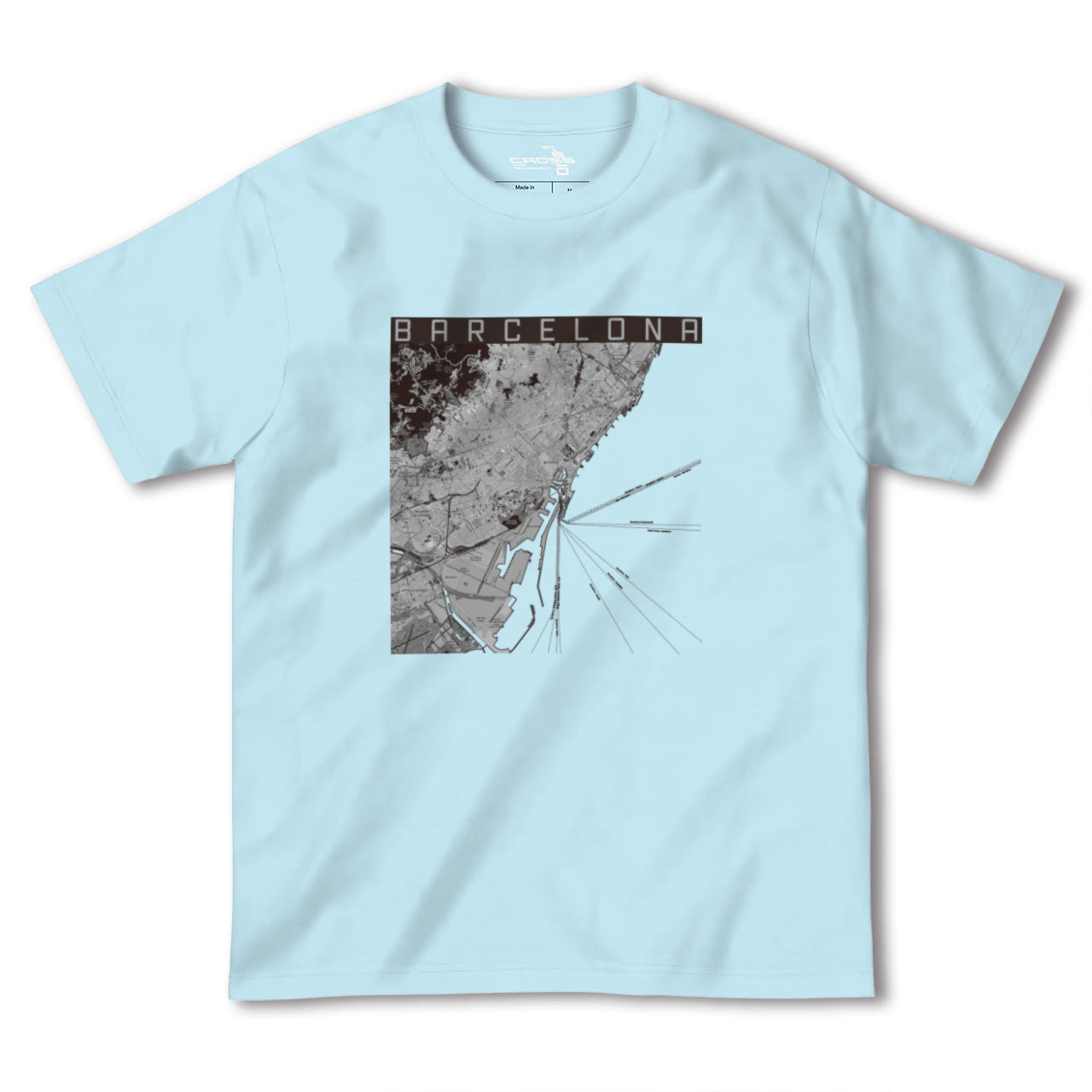 【バルセロナ(スペイン)】地図柄ヘビーウェイトTシャツ