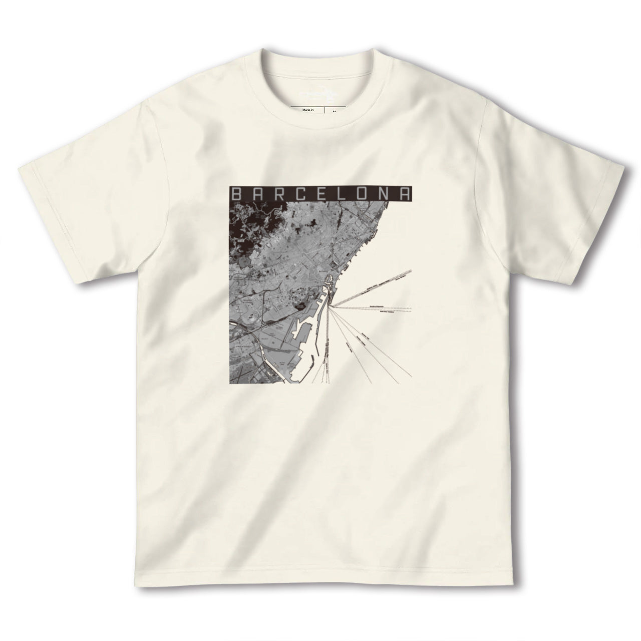 【バルセロナ(スペイン)】地図柄ヘビーウェイトTシャツ