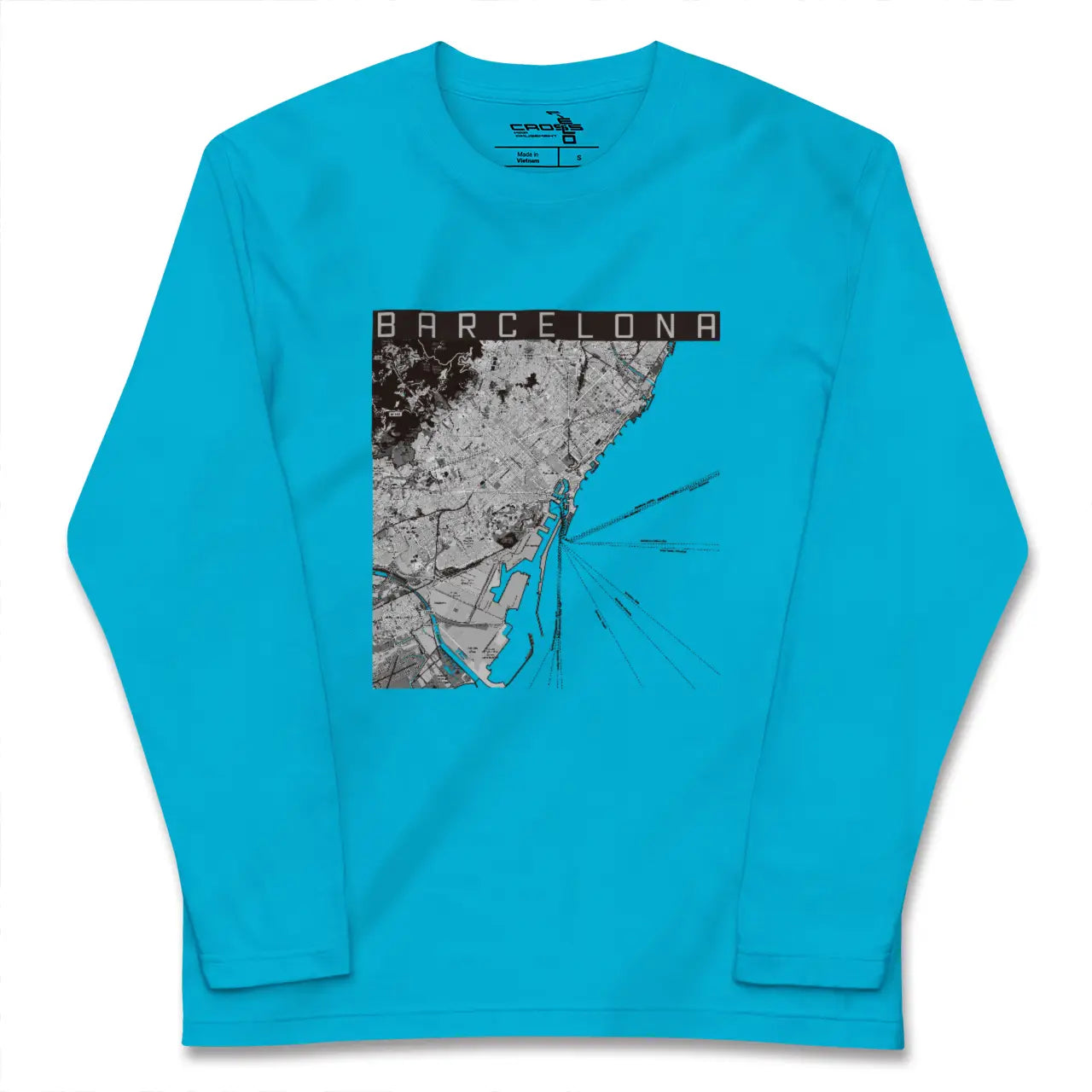 【バルセロナ(スペイン)】地図柄ロングスリーブTシャツ