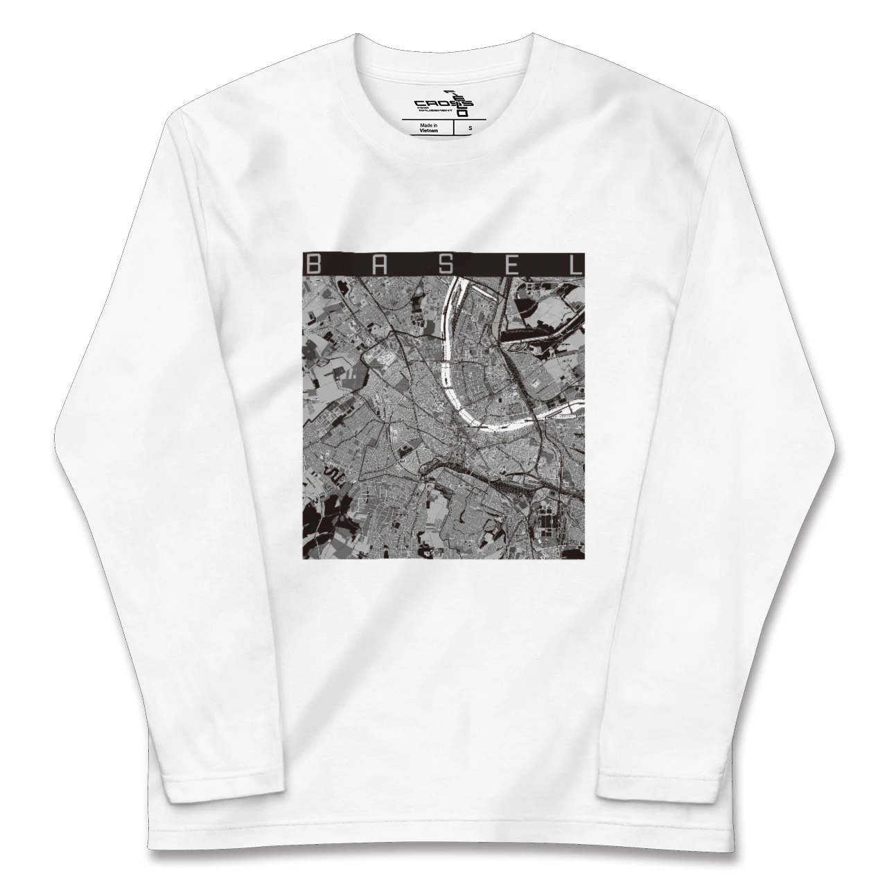 【バーゼル(スイス)】地図柄ロングスリーブTシャツ