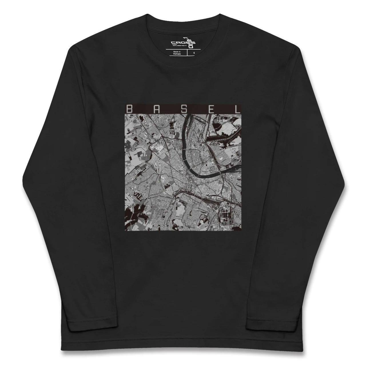 【バーゼル(スイス)】地図柄ロングスリーブTシャツ