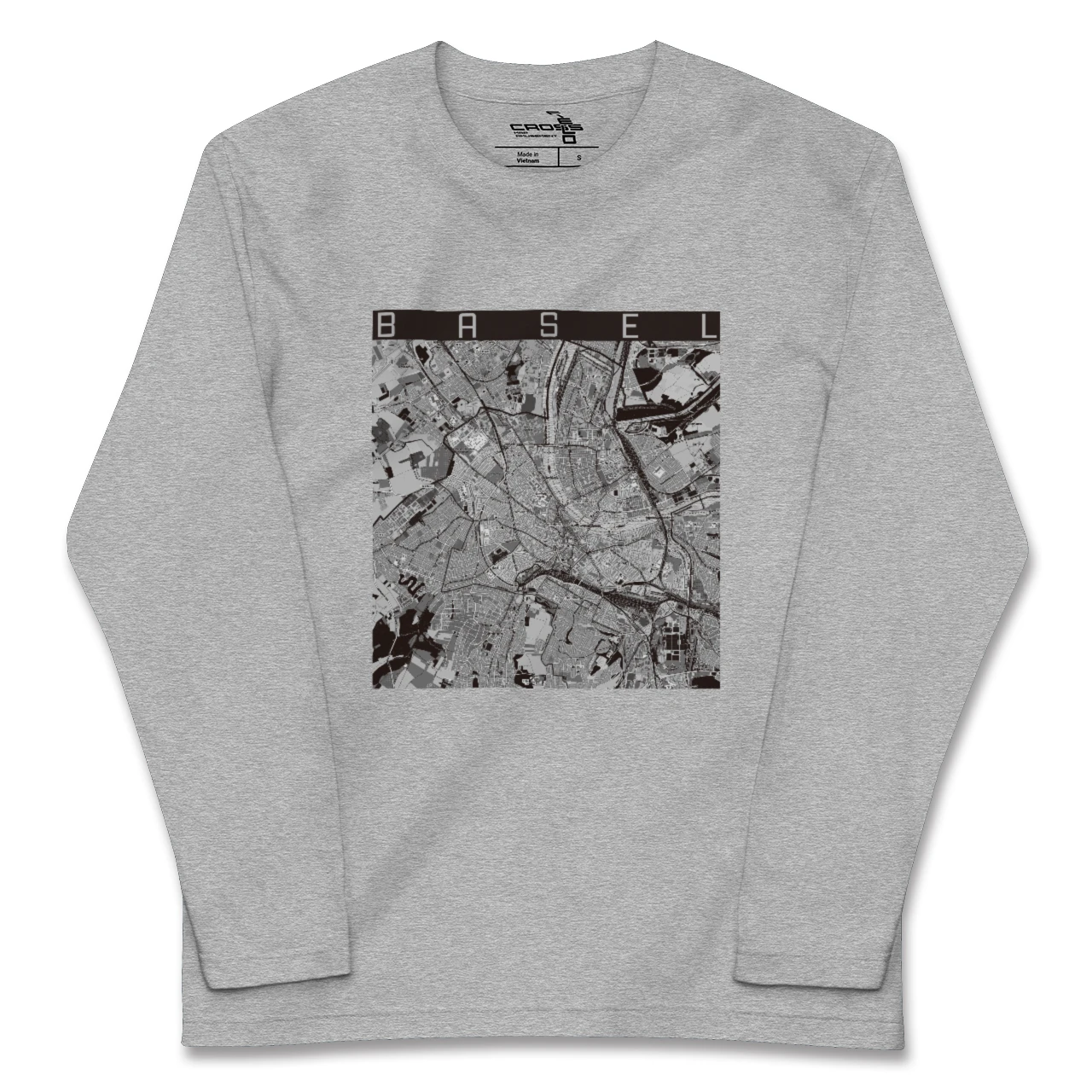 【バーゼル(スイス)】地図柄ロングスリーブTシャツ