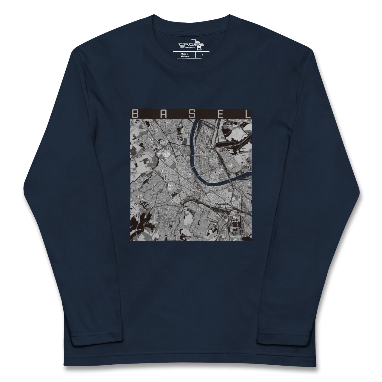 【バーゼル(スイス)】地図柄ロングスリーブTシャツ