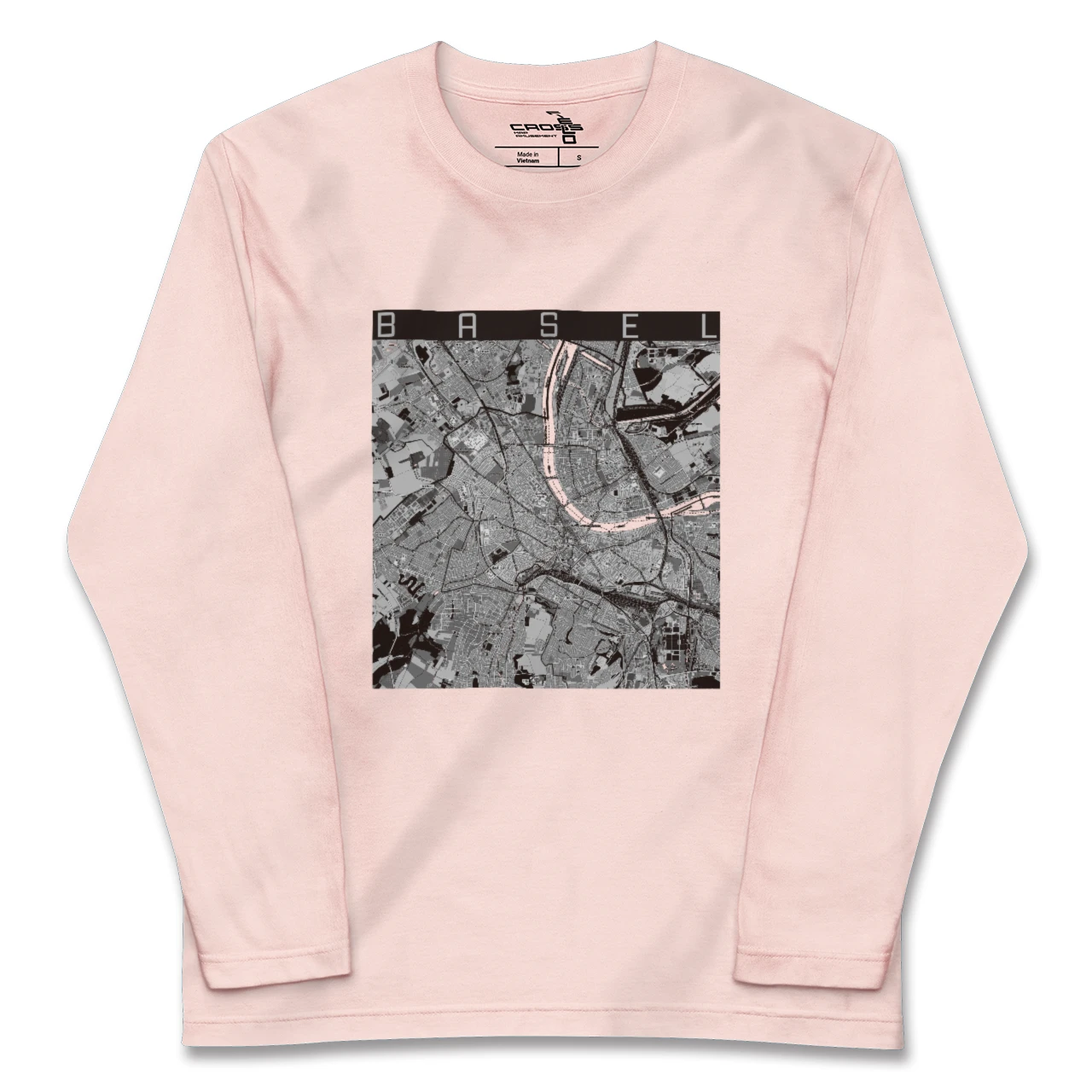 【バーゼル(スイス)】地図柄ロングスリーブTシャツ
