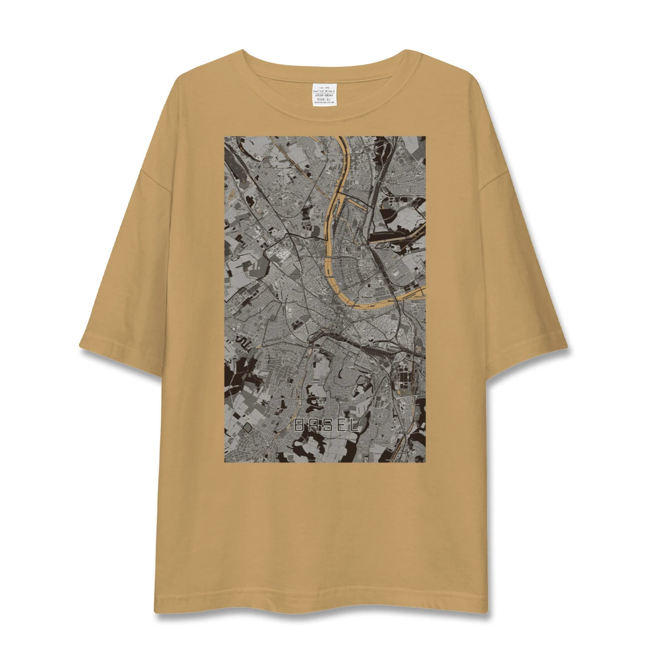【バーゼル(スイス)】地図柄ビッグシルエットTシャツ