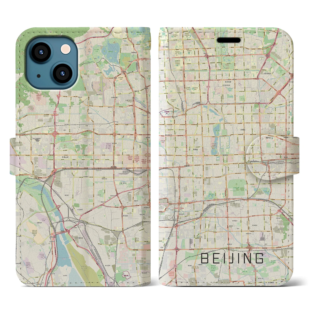 【北京(中華人民共和国)】地図柄iPhoneケース(手帳タイプ)ナチュラル・iPhone 13 用