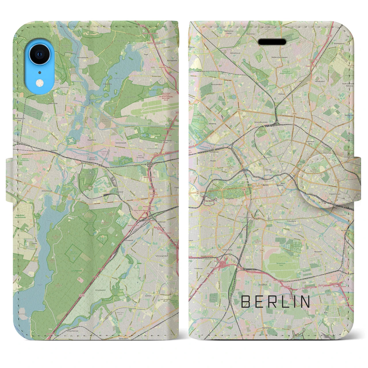 【ベルリン(ドイツ)】地図柄iPhoneケース(手帳タイプ)ナチュラル・iPhone XR 用