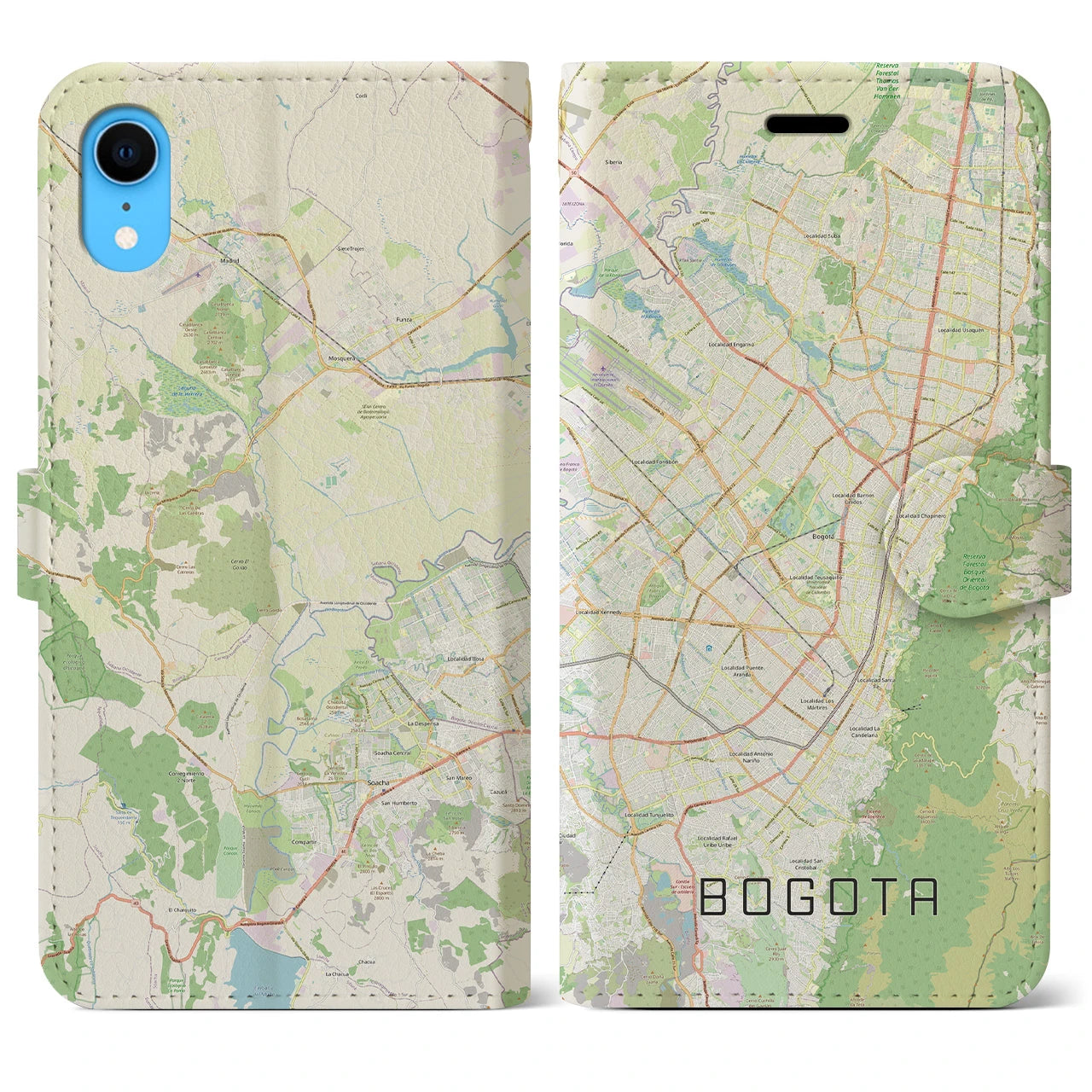 【ボゴタ(コロンビア)】地図柄iPhoneケース(手帳タイプ)ナチュラル・iPhone XR 用