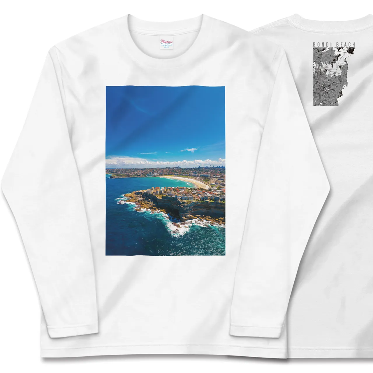 【ボンダイビーチ(オーストラリア)】Map World ロングスリーブTシャツ