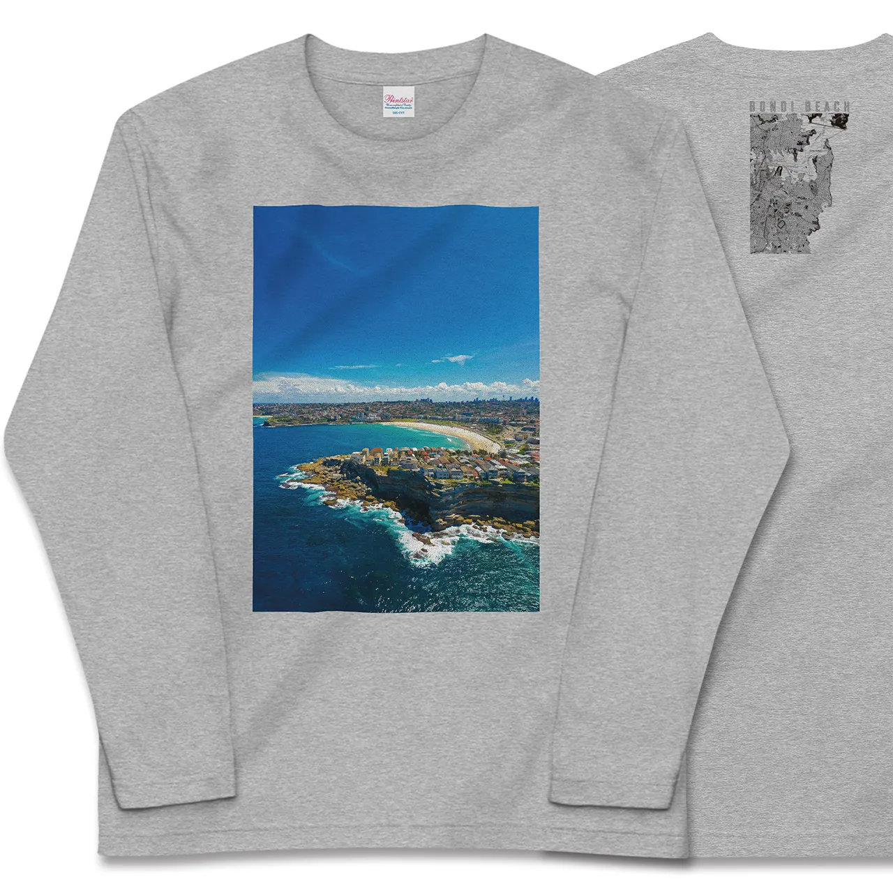 【ボンダイビーチ(オーストラリア)】Map World ロングスリーブTシャツ