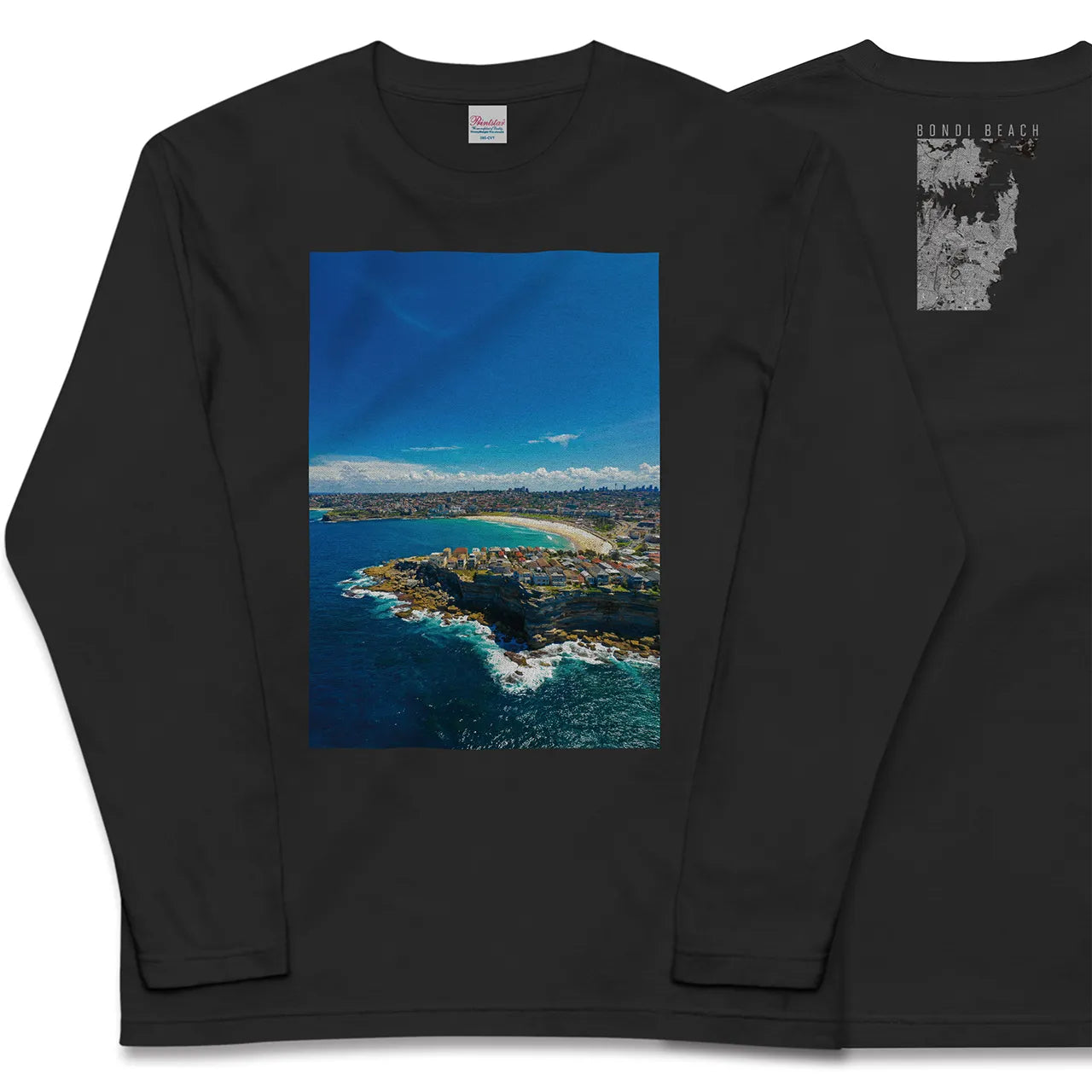 【ボンダイビーチ(オーストラリア)】Map World ロングスリーブTシャツ