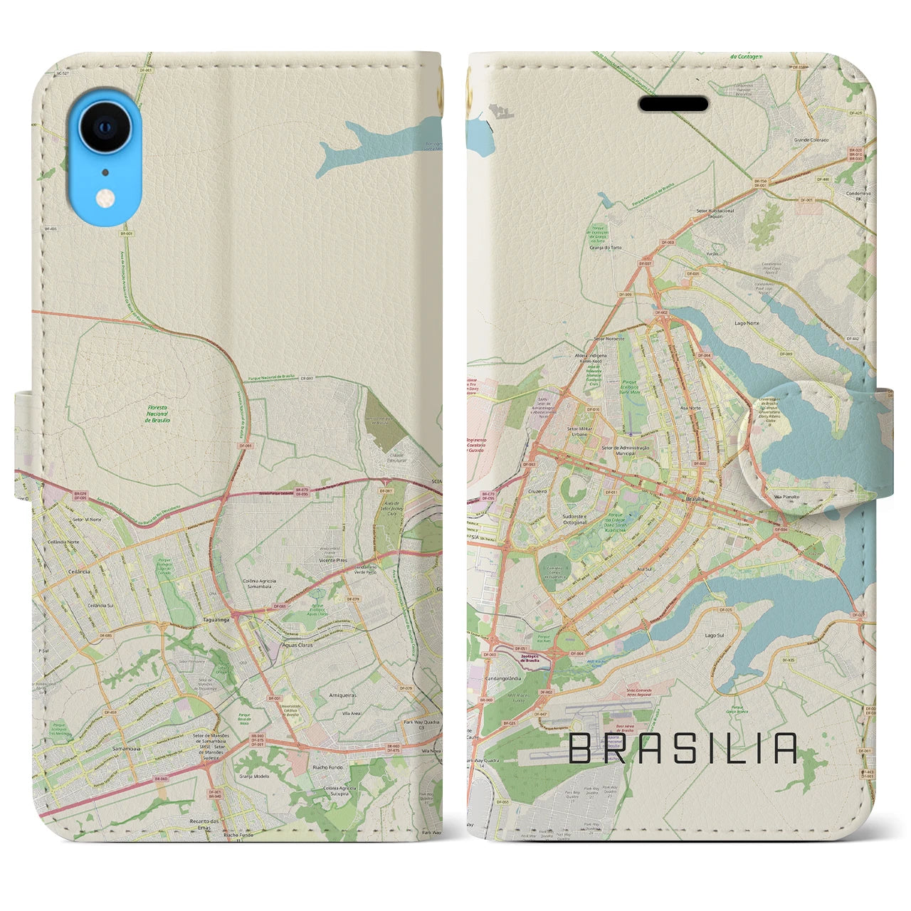 【ブラジリア(ブラジル)】地図柄iPhoneケース(手帳タイプ)ナチュラル・iPhone XR 用