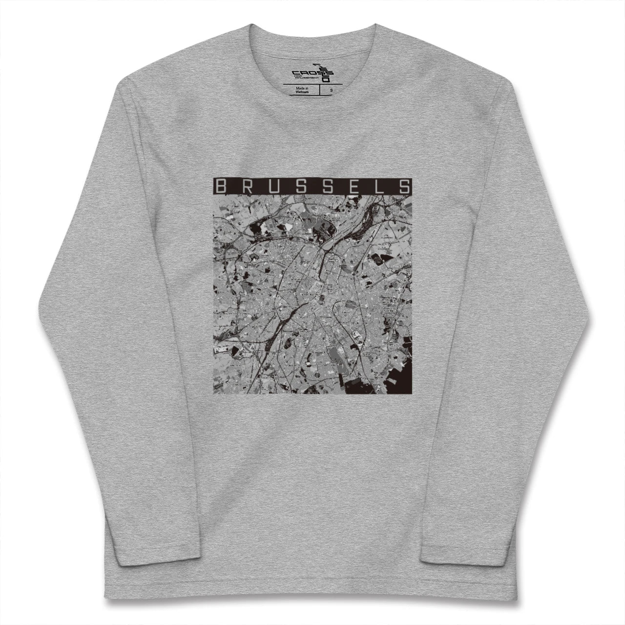 【ブリュッセル(ベルギー)】地図柄ロングスリーブTシャツ