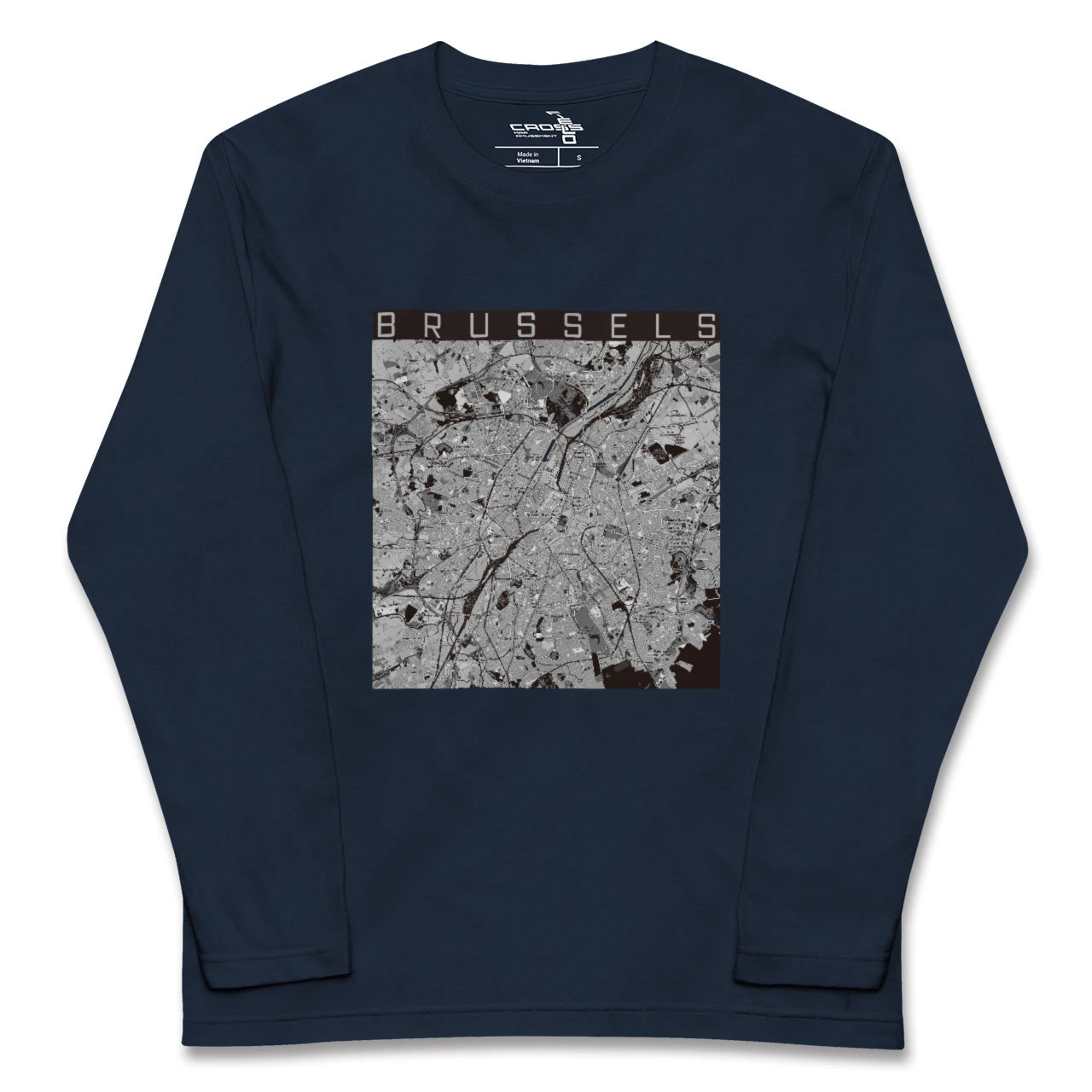【ブリュッセル(ベルギー)】地図柄ロングスリーブTシャツ