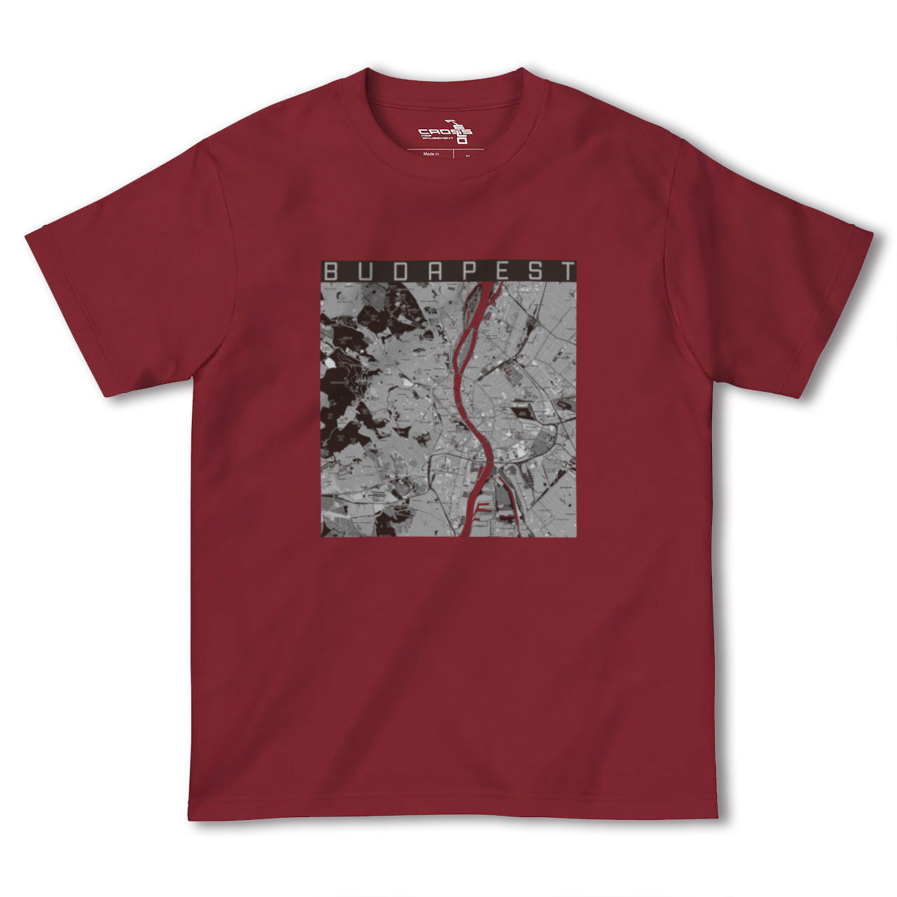 【ブダペスト(ハンガリー)】地図柄ヘビーウェイトTシャツ
