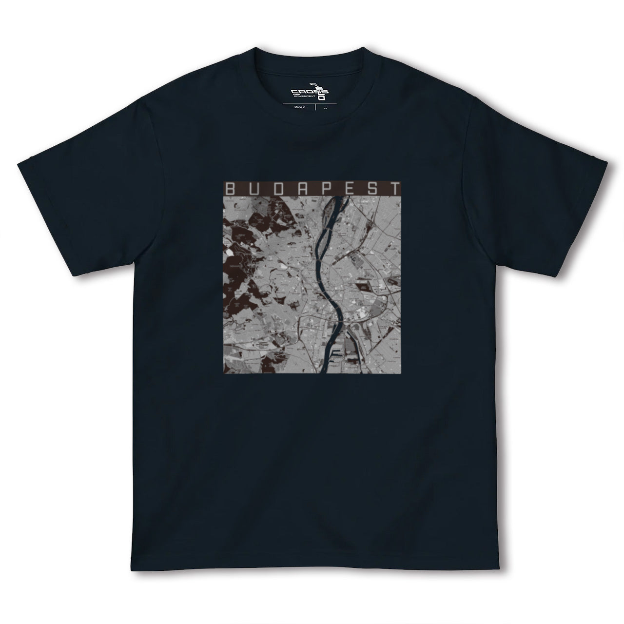 【ブダペスト(ハンガリー)】地図柄ヘビーウェイトTシャツ