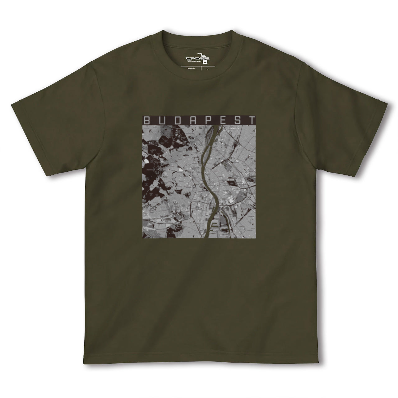 【ブダペスト(ハンガリー)】地図柄ヘビーウェイトTシャツ
