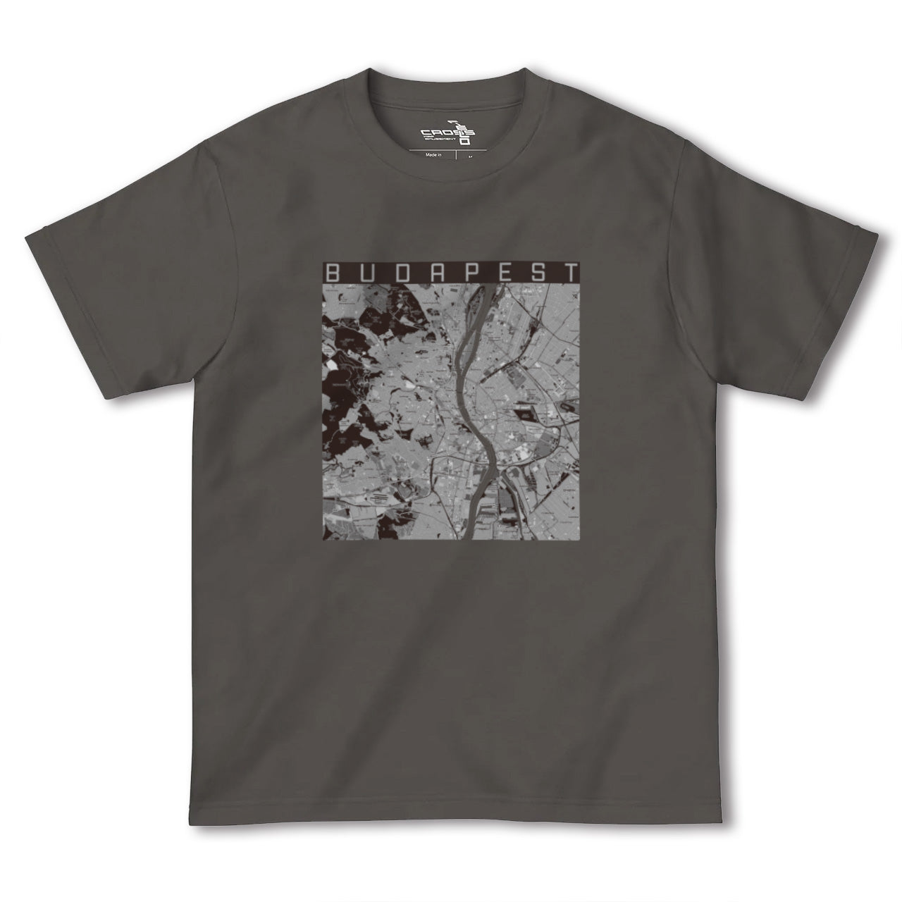 【ブダペスト(ハンガリー)】地図柄ヘビーウェイトTシャツ