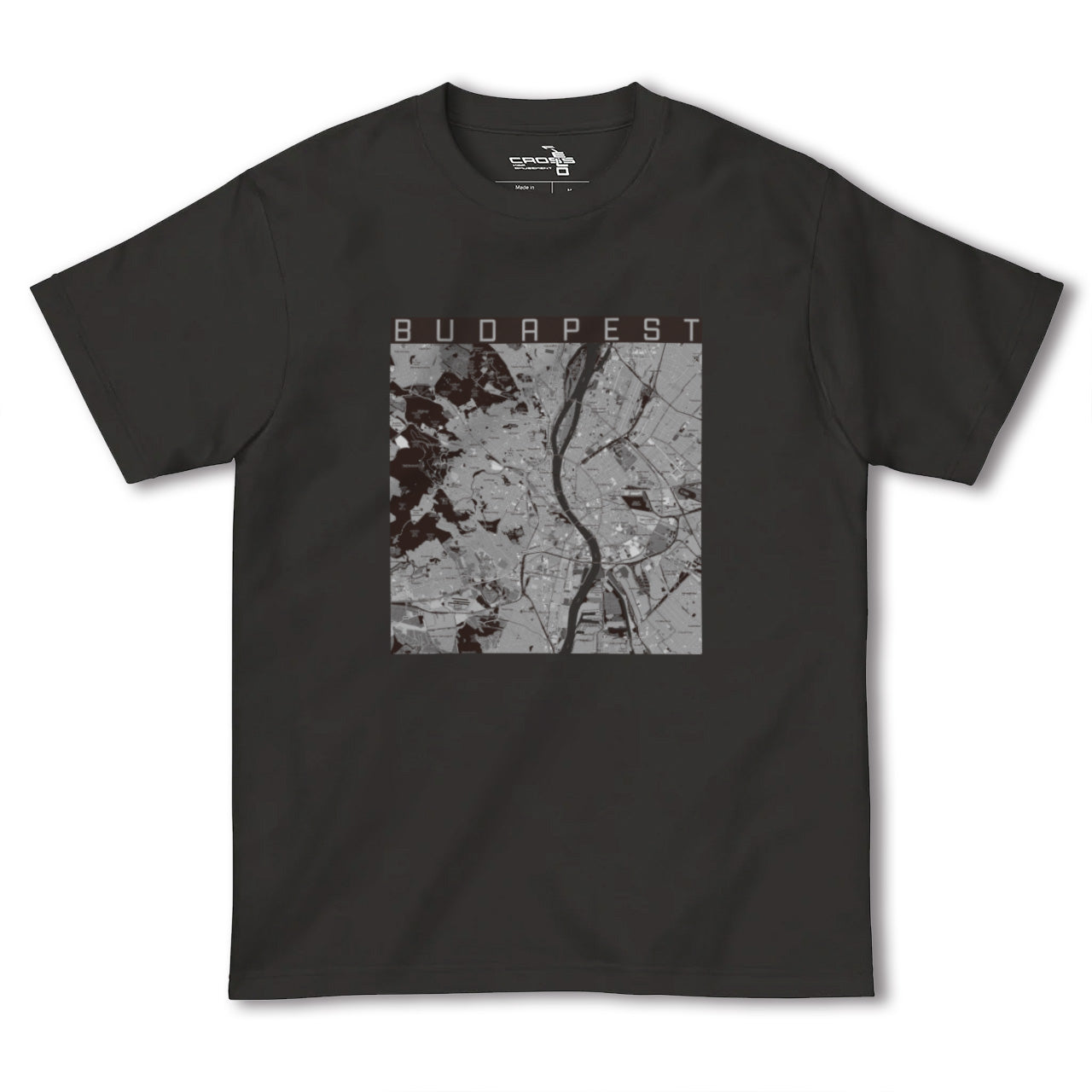 【ブダペスト(ハンガリー)】地図柄ヘビーウェイトTシャツ