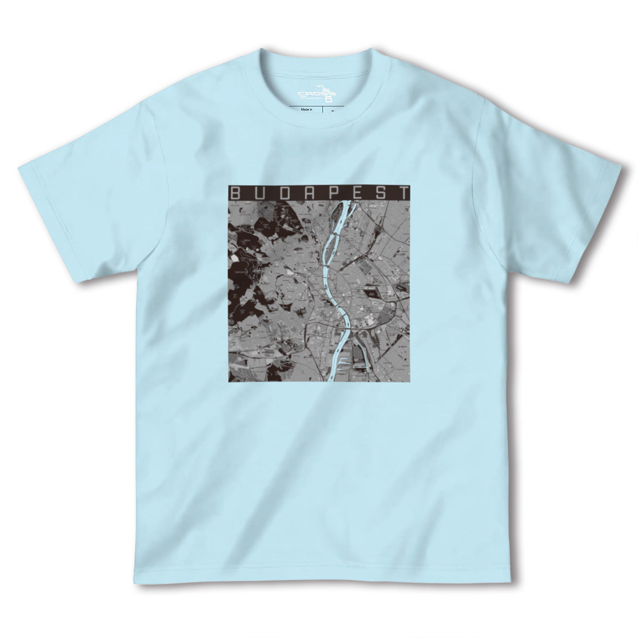 【ブダペスト(ハンガリー)】地図柄ヘビーウェイトTシャツ