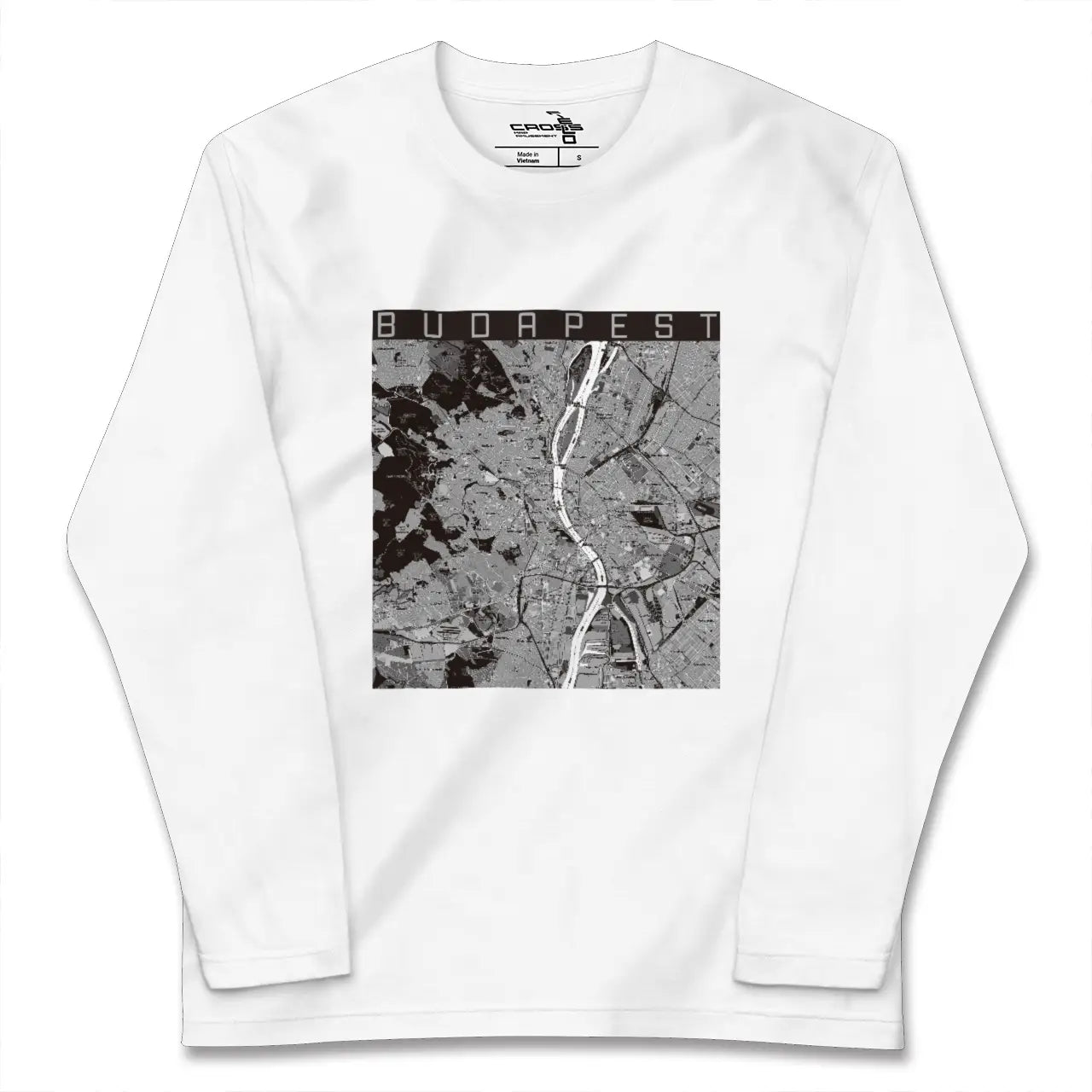 【ブダペスト(ハンガリー)】地図柄ロングスリーブTシャツ
