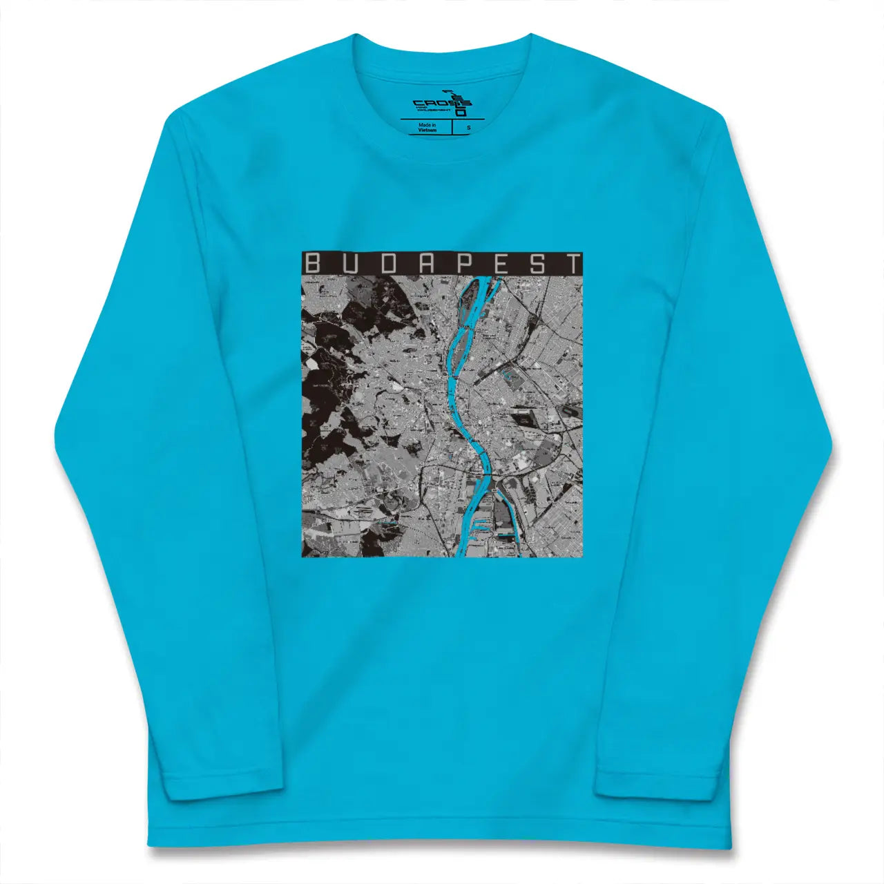 【ブダペスト(ハンガリー)】地図柄ロングスリーブTシャツ