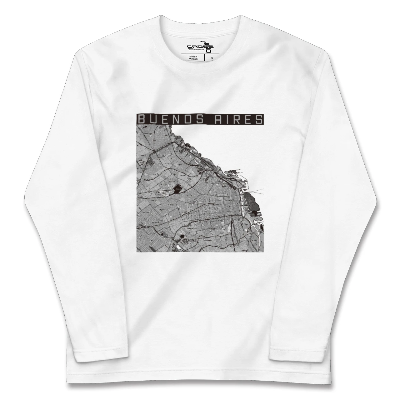 【ブエノスアイレス(アルゼンチン)】地図柄ロングスリーブTシャツ