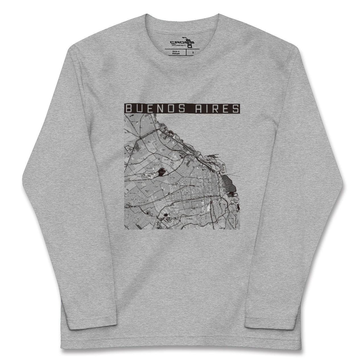 【ブエノスアイレス(アルゼンチン)】地図柄ロングスリーブTシャツ