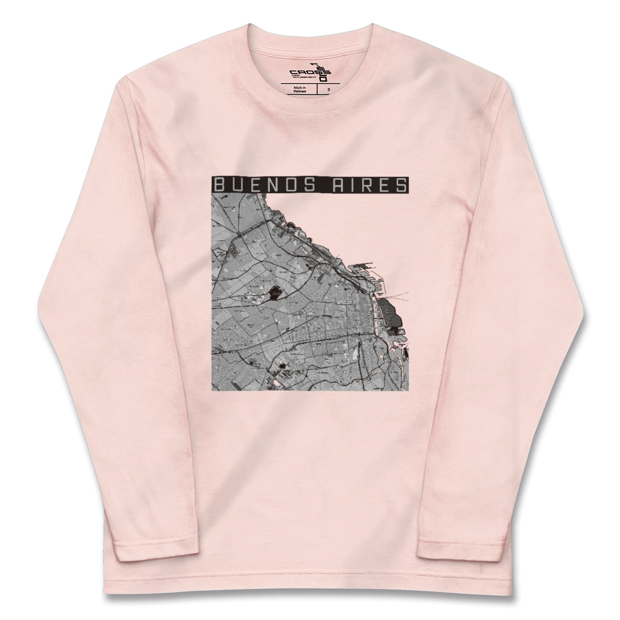 【ブエノスアイレス(アルゼンチン)】地図柄ロングスリーブTシャツ