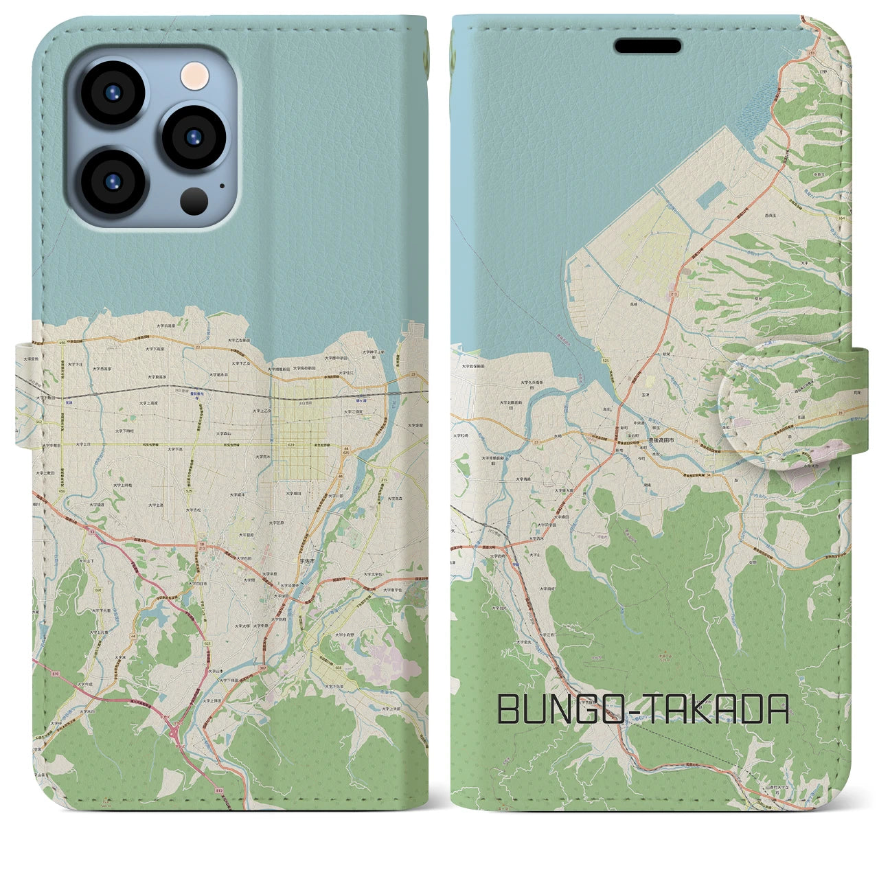 【豊後高田(大分県)】地図柄iPhoneケース(手帳タイプ)ナチュラル・iPhone 13 Pro Max 用